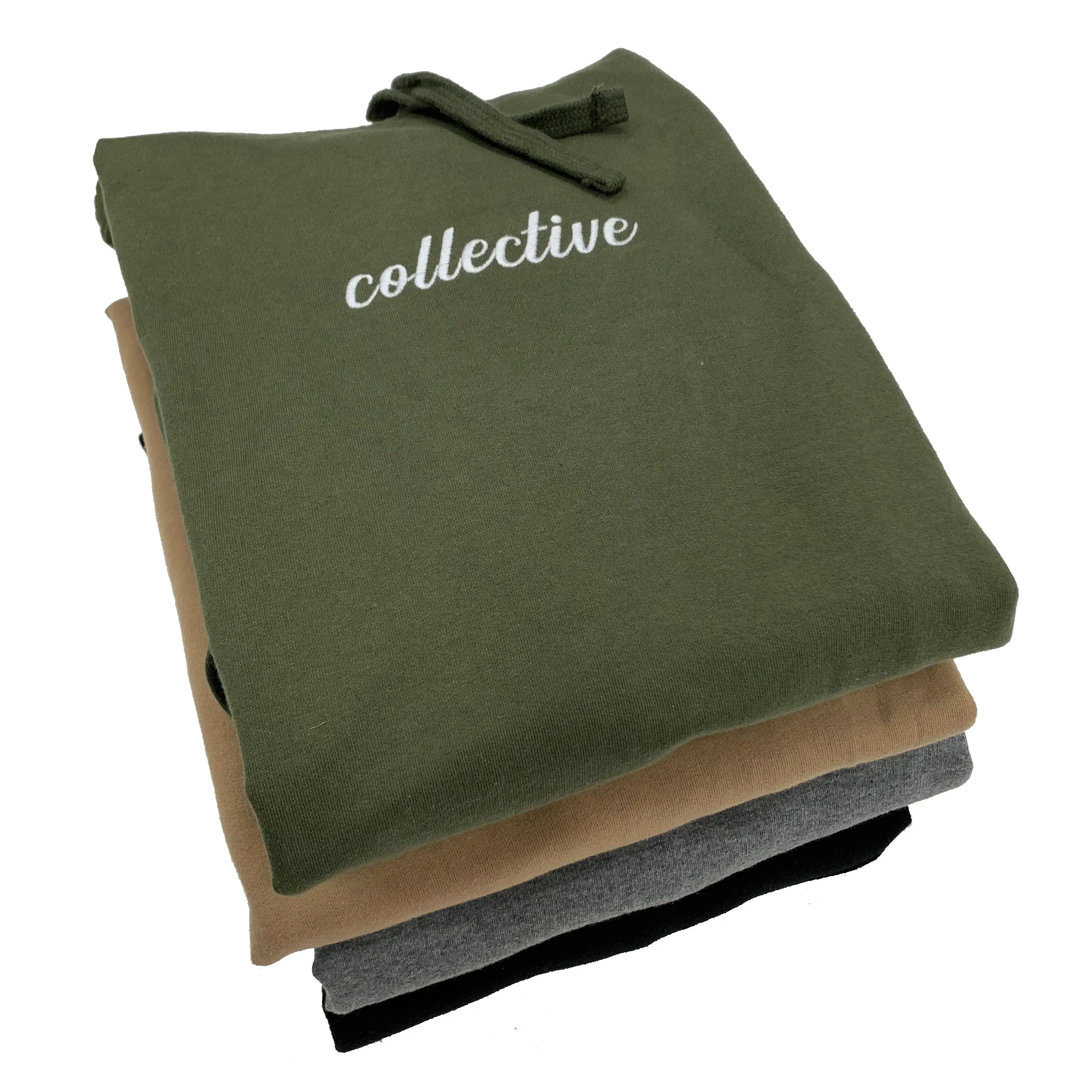 Collective Expectations Embroidered Olive Pullover Hoodie Sweater