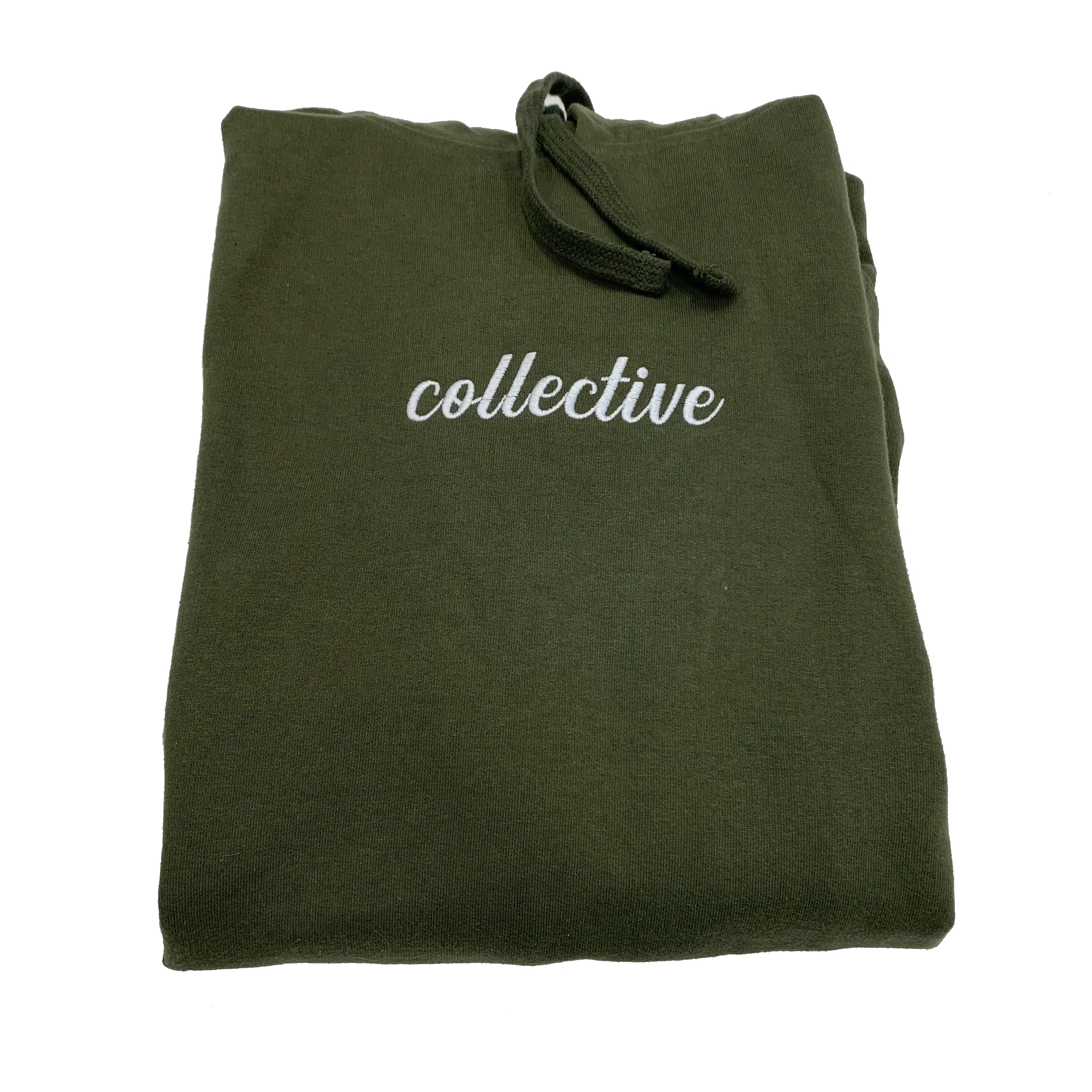 Collective Expectations Embroidered Olive Pullover Hoodie Sweater