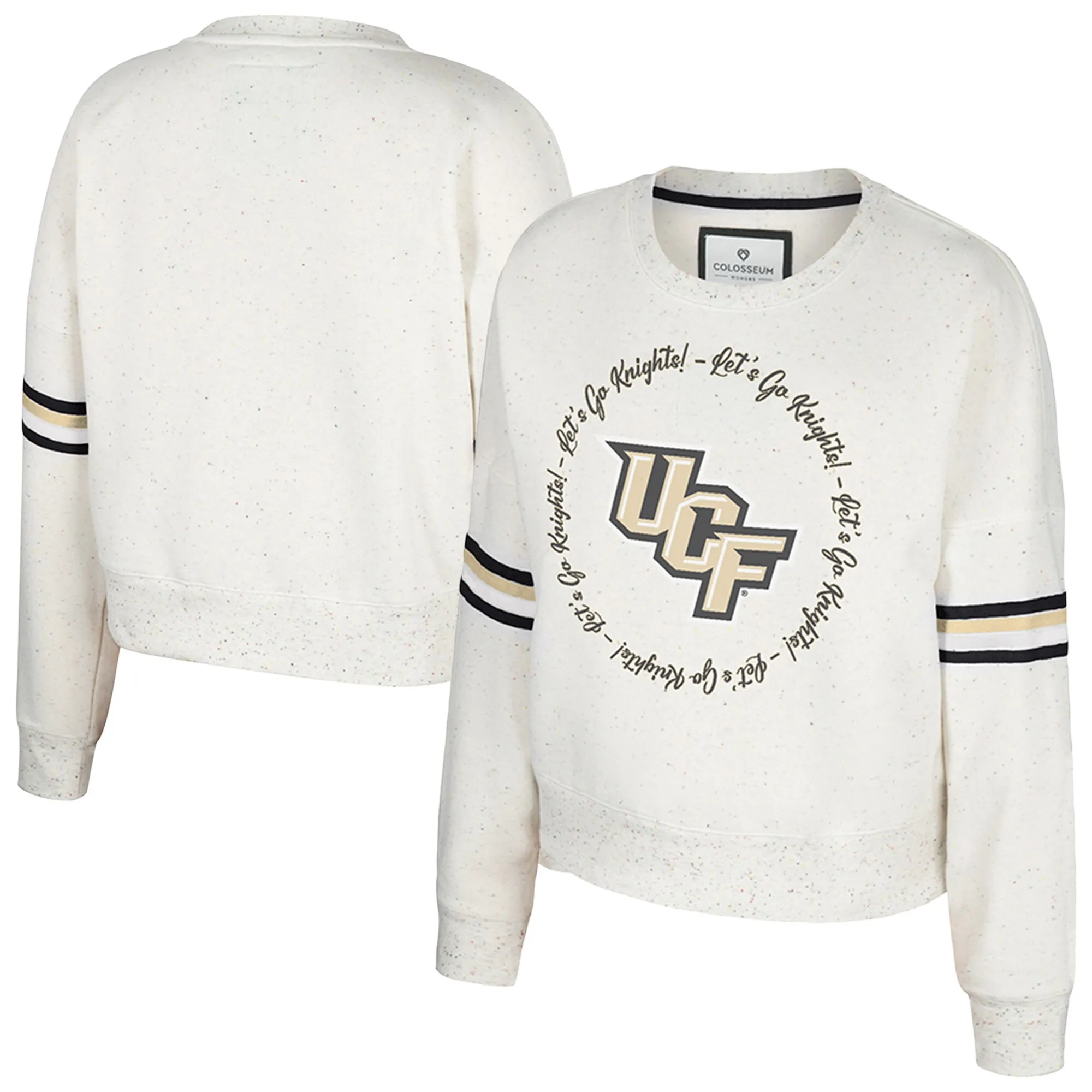 Colosseum UCF Knights Women's Natural Novelist Speckle Fleece Pullover Sweatshirt