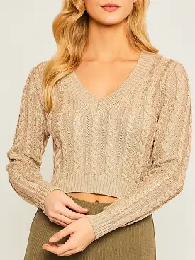 Cropped Cableknit Sweater