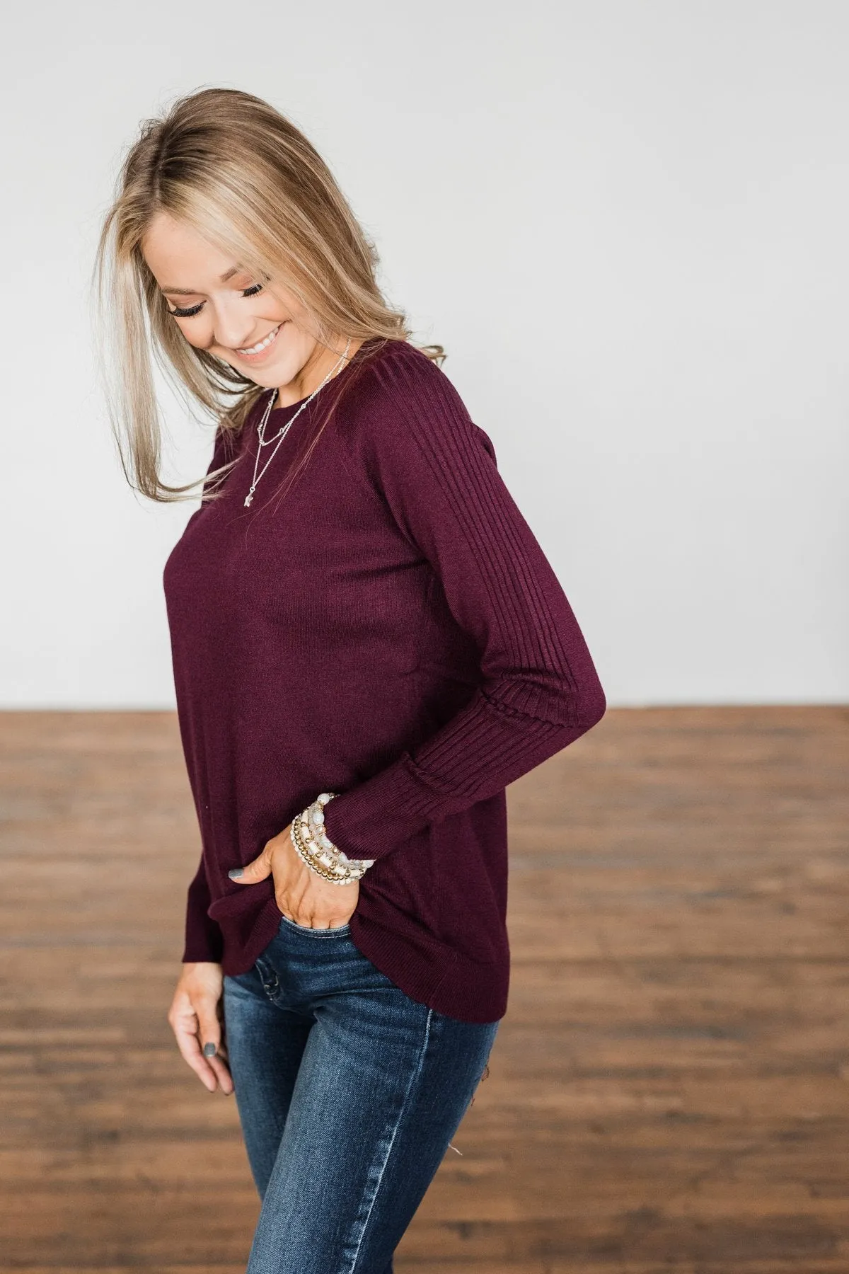 Darling Of Mine Knit Sweater- Plum