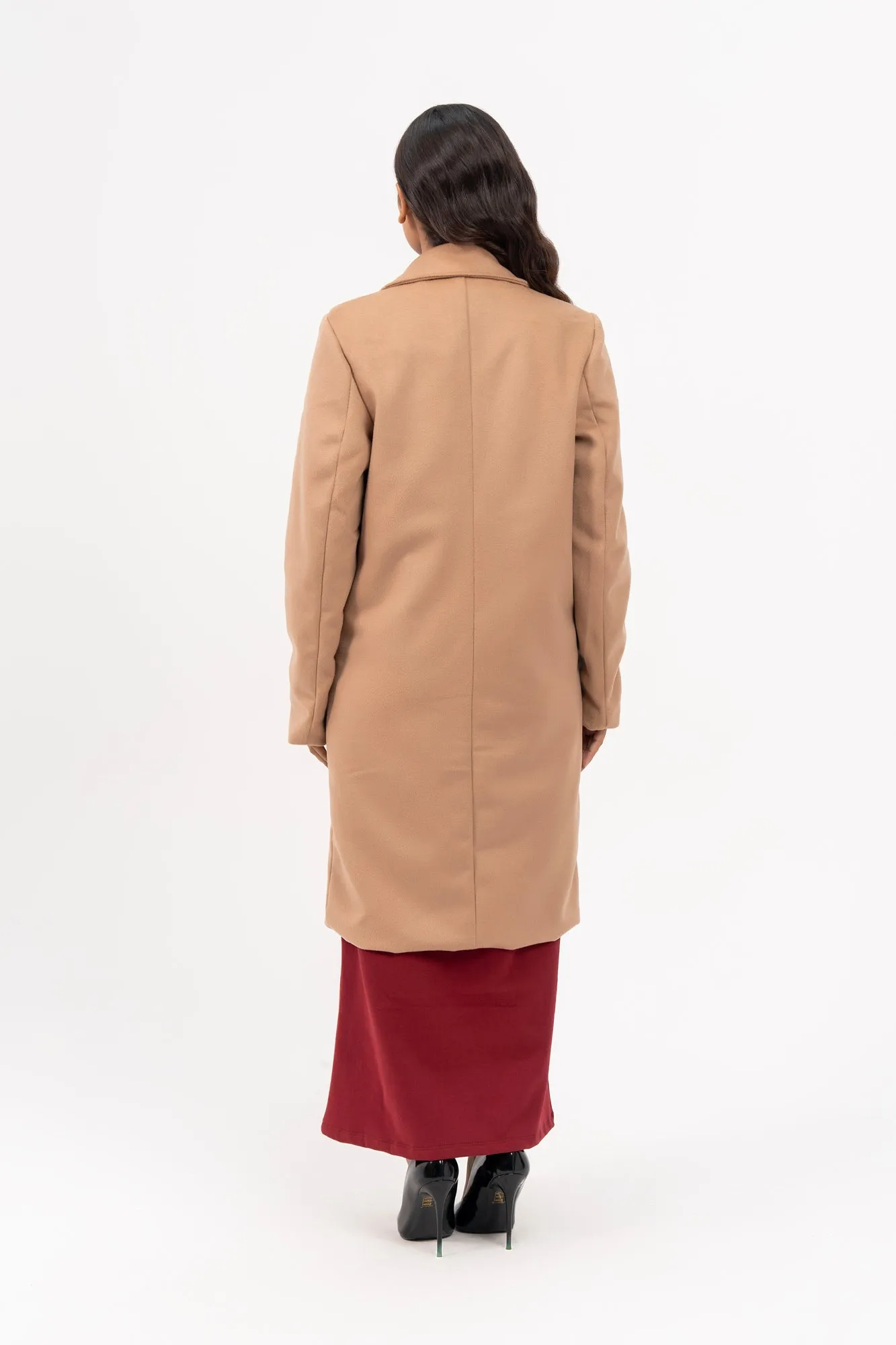 Double Breasted Wool Coat - Camel