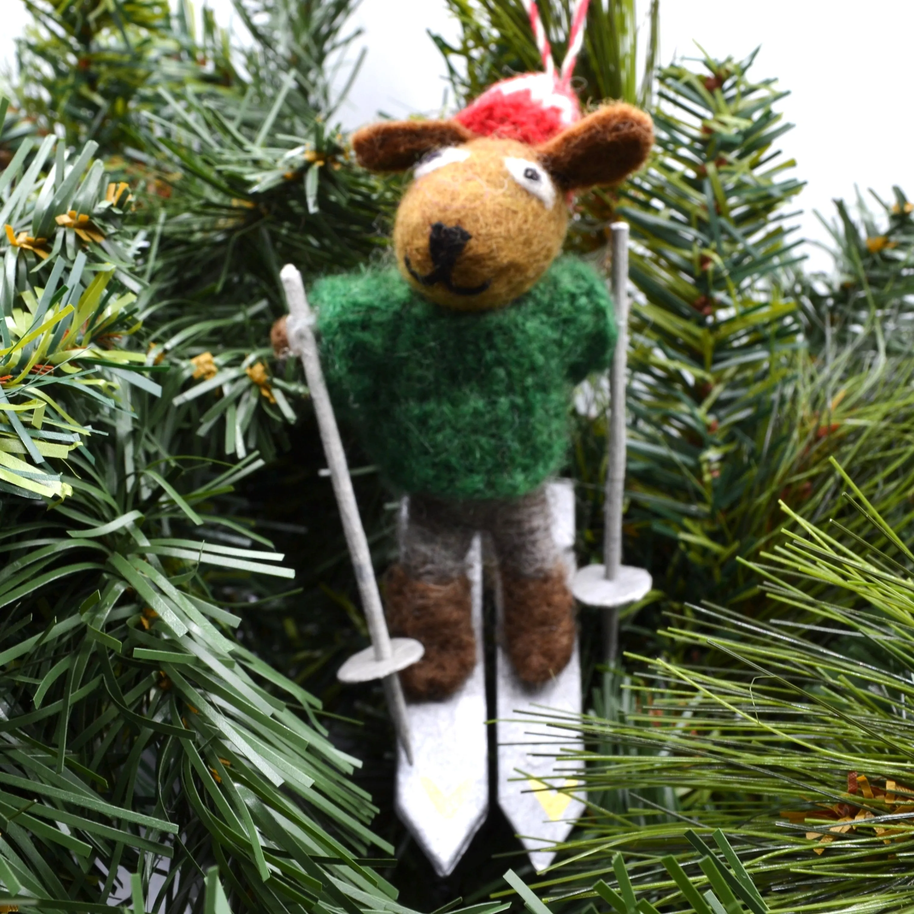 Downhill Doggy Felt Ornament