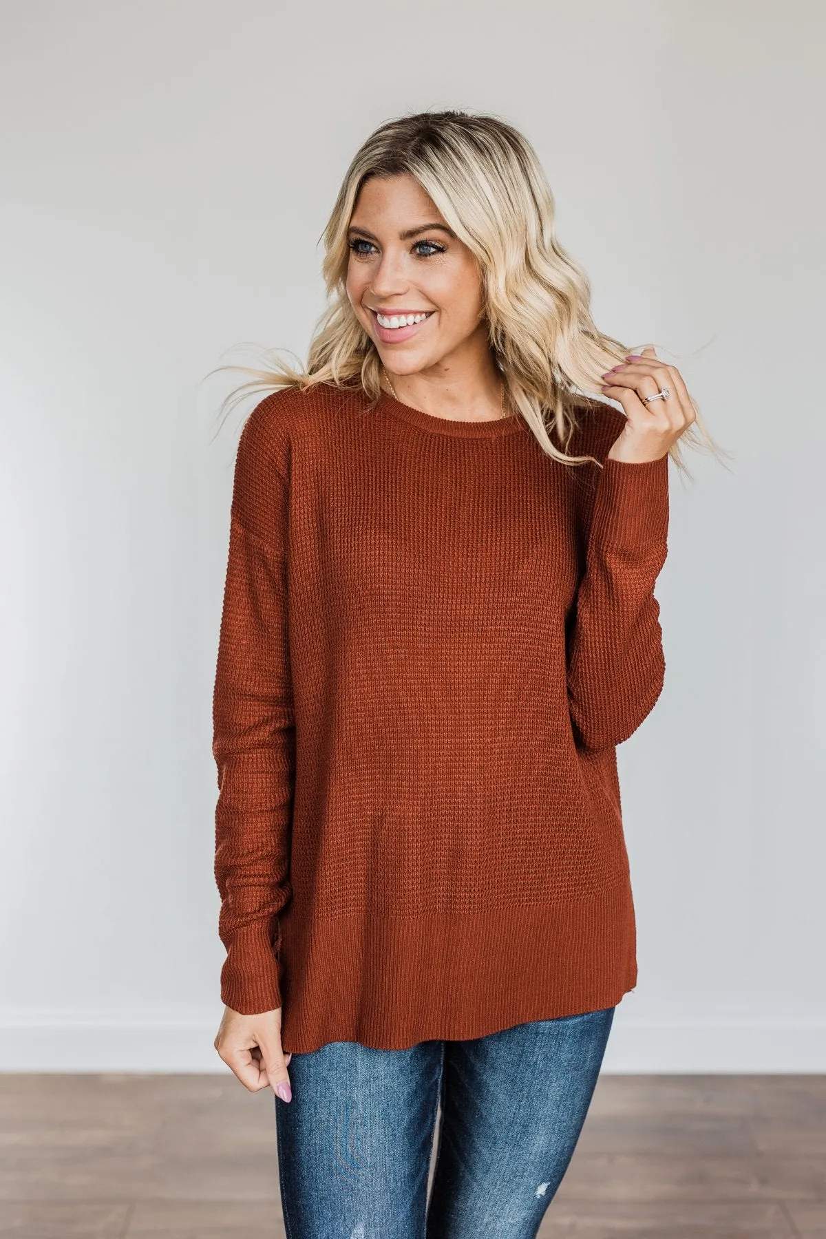 Dream About Us Knit Sweater- Copper