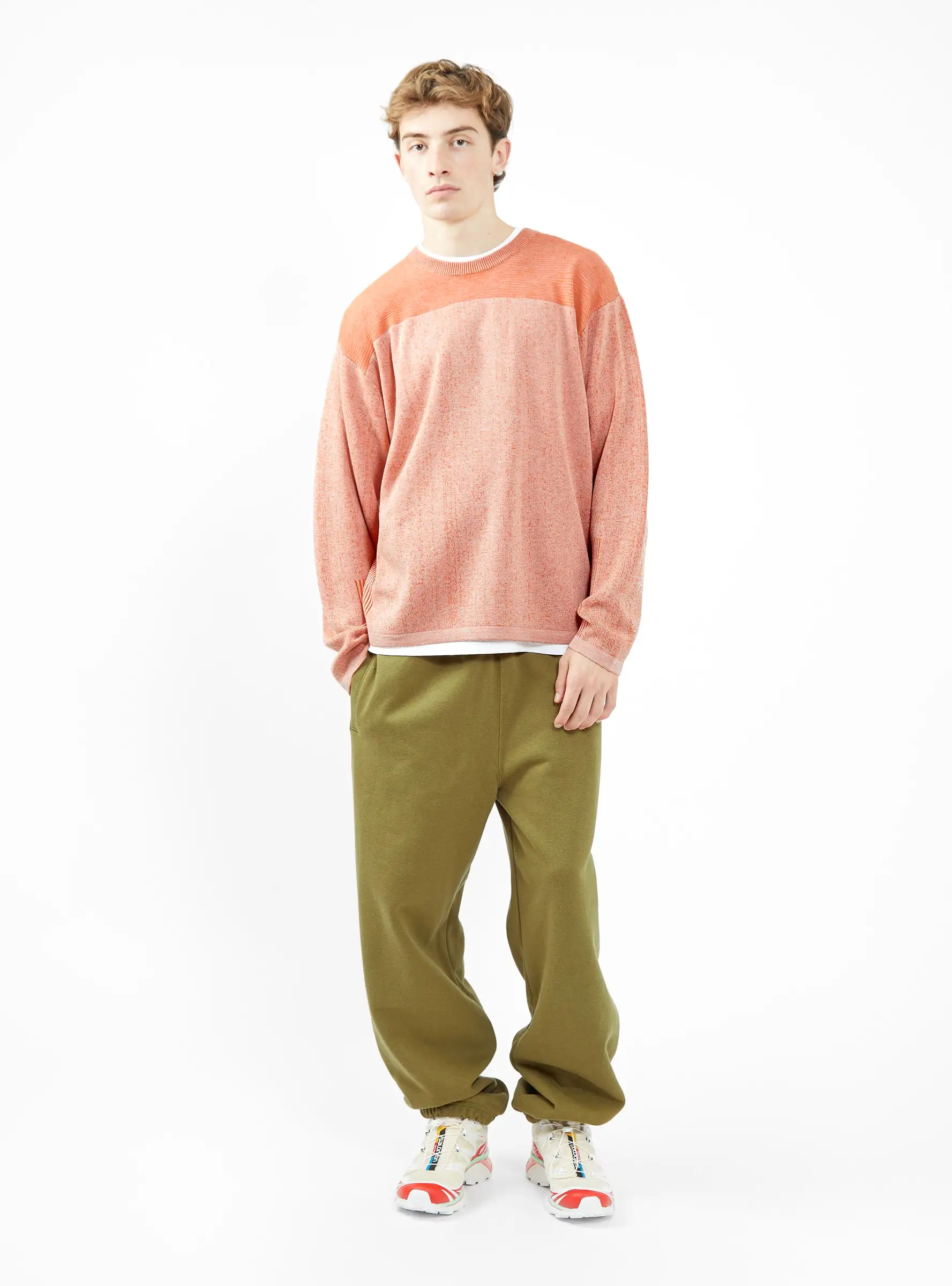 Engineered Panel Sweater Orange