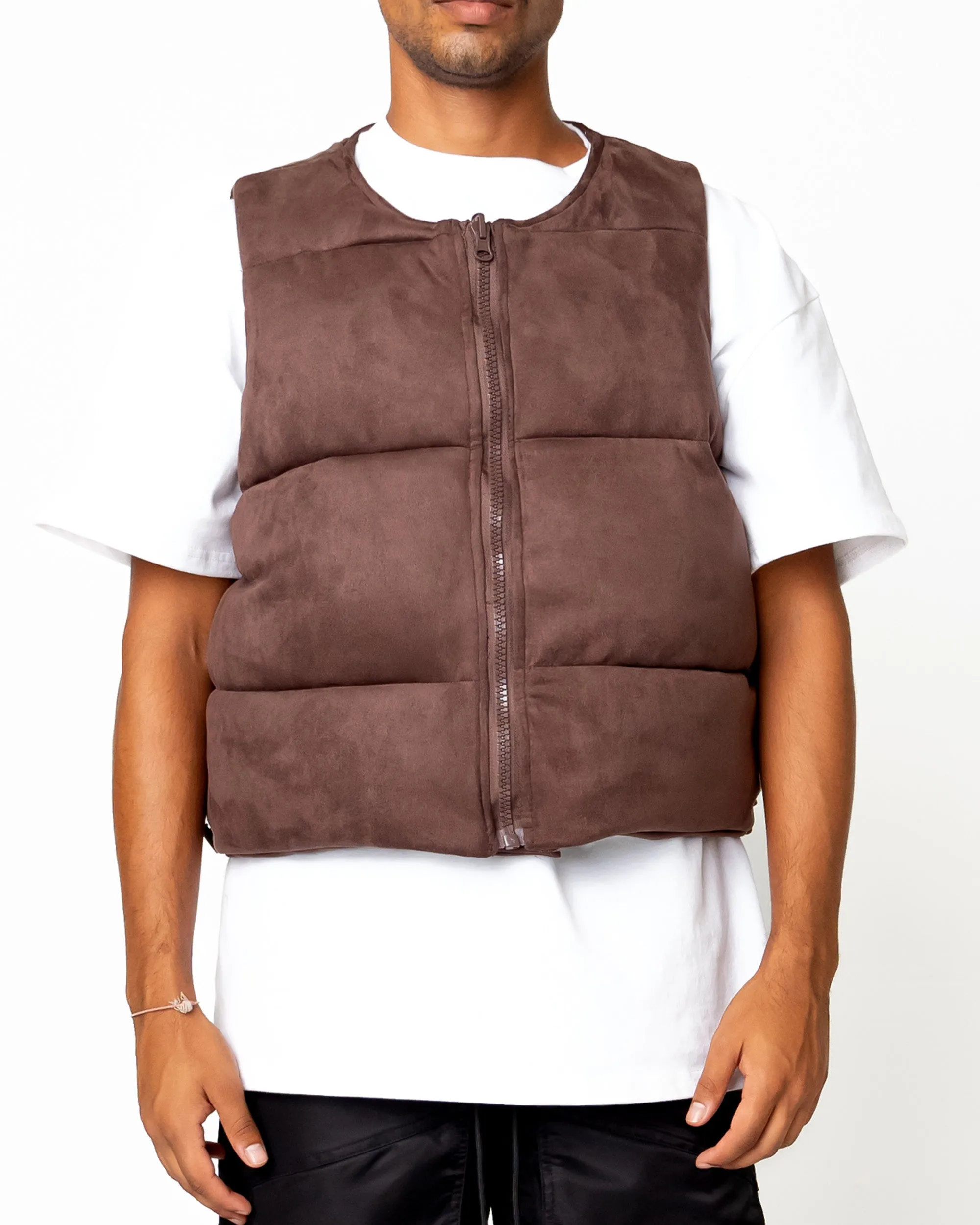 EPTM SUEDE BUBBLE VEST-BROWN