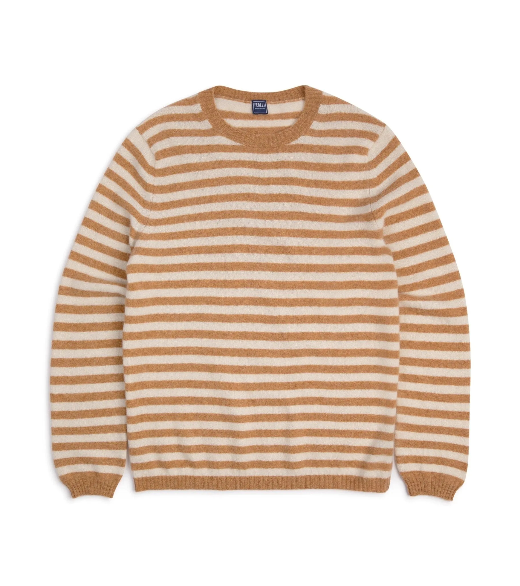 Fedeli Light Striped Cashmere Sweater: Honey