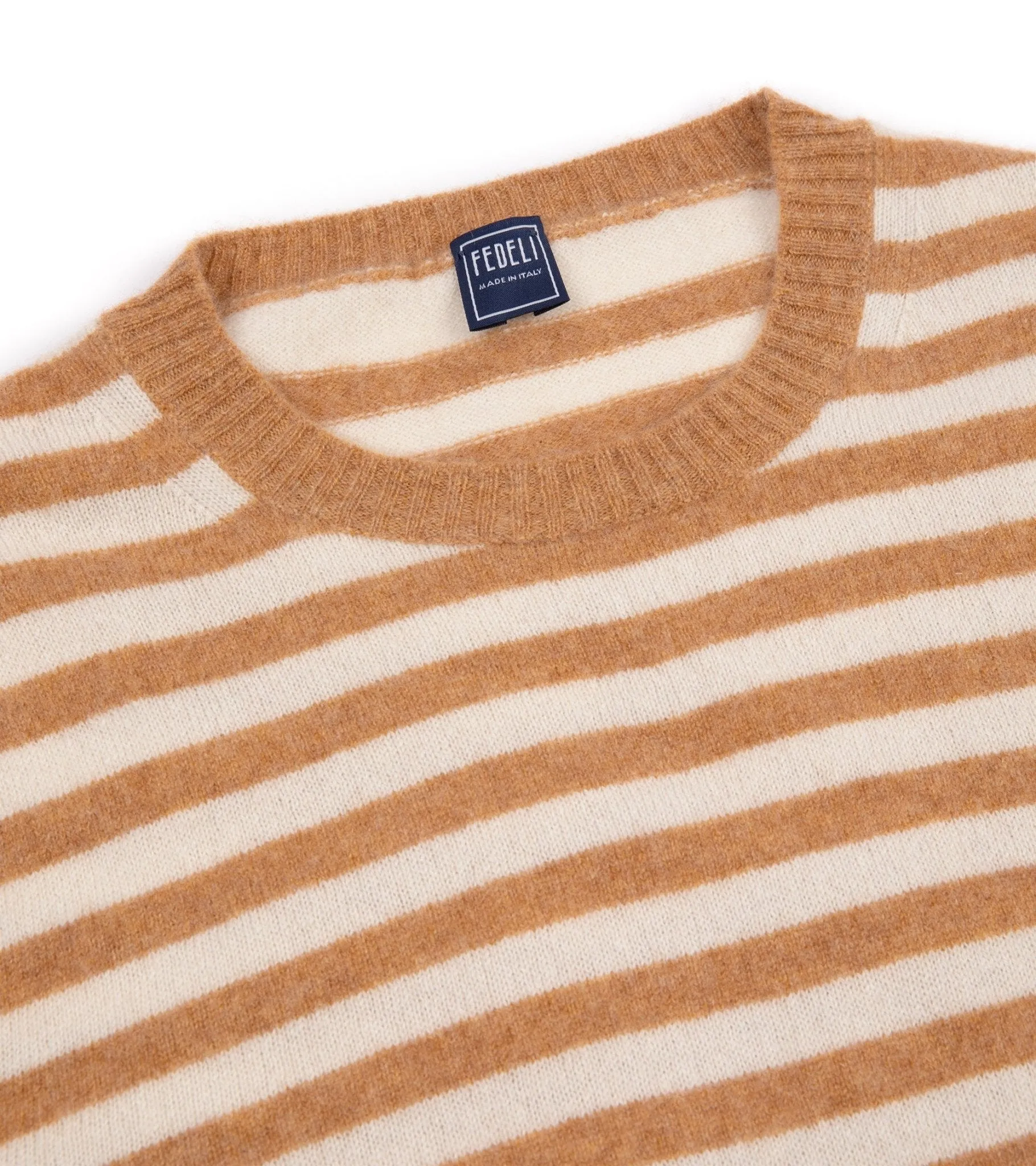 Fedeli Light Striped Cashmere Sweater: Honey