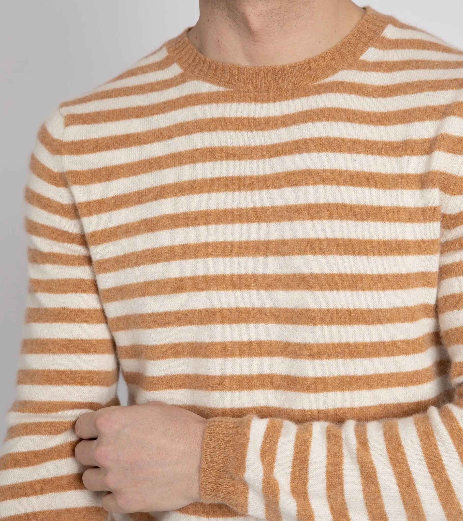 Fedeli Light Striped Cashmere Sweater: Honey