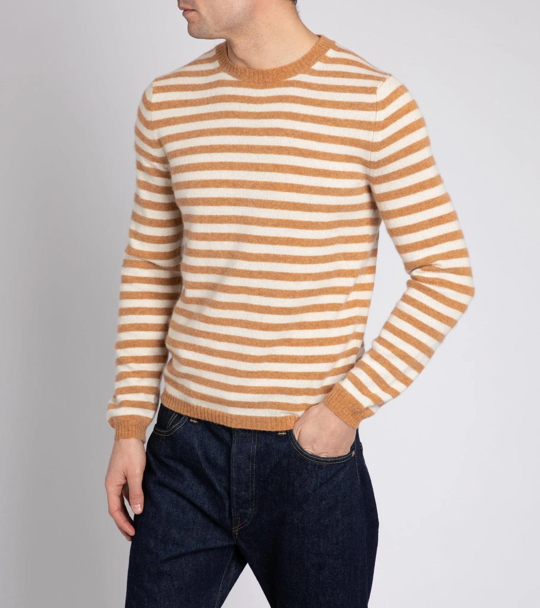 Fedeli Light Striped Cashmere Sweater: Honey