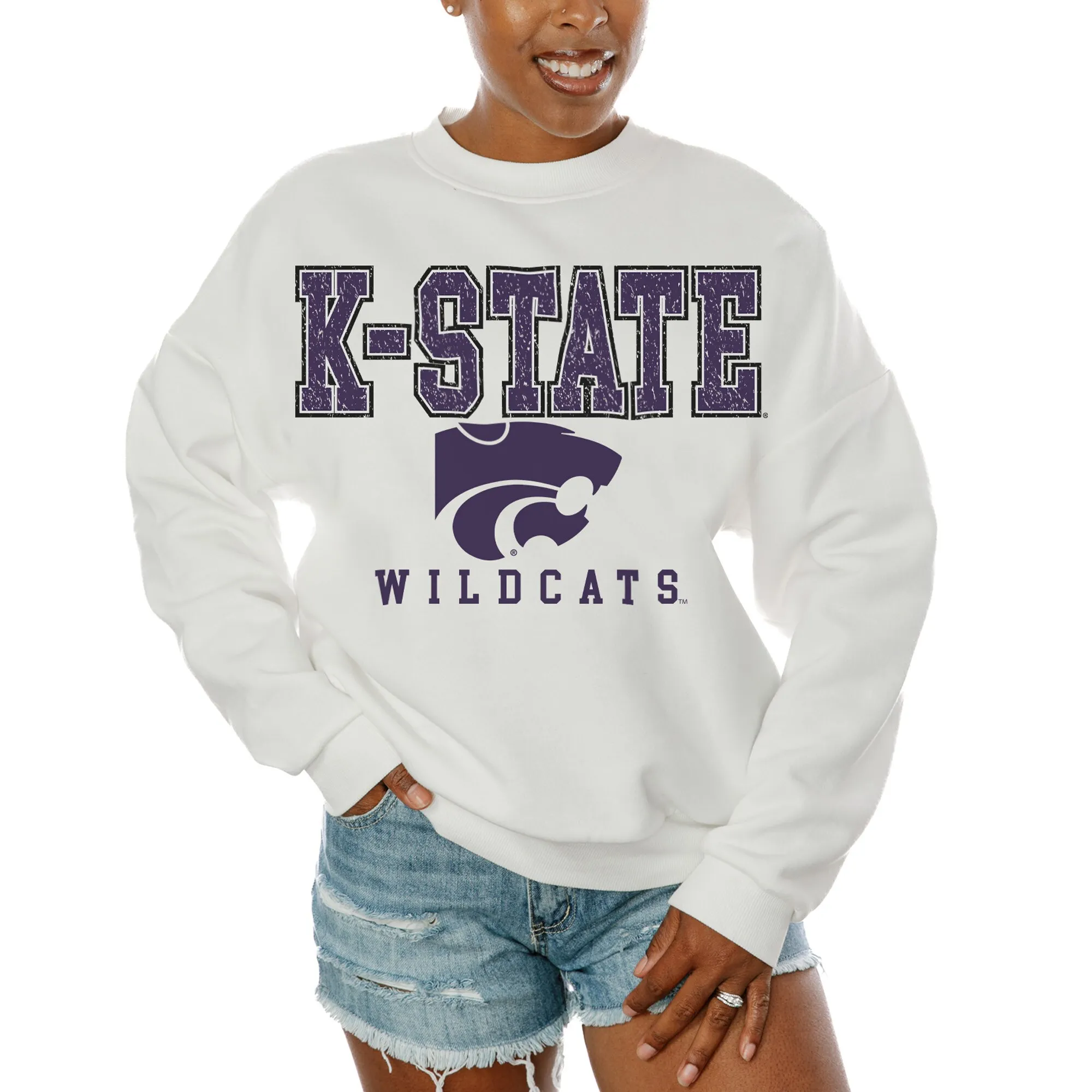 Gameday Couture  Kansas State Wildcats Women's White Freestyle Fleece Pullover Sweatshirt