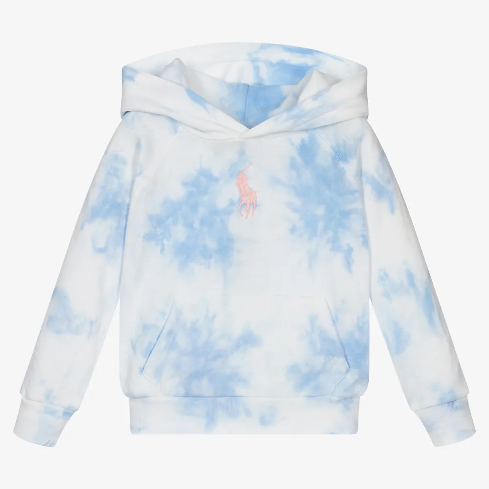 Girls Blue Tie Dye Hoodie