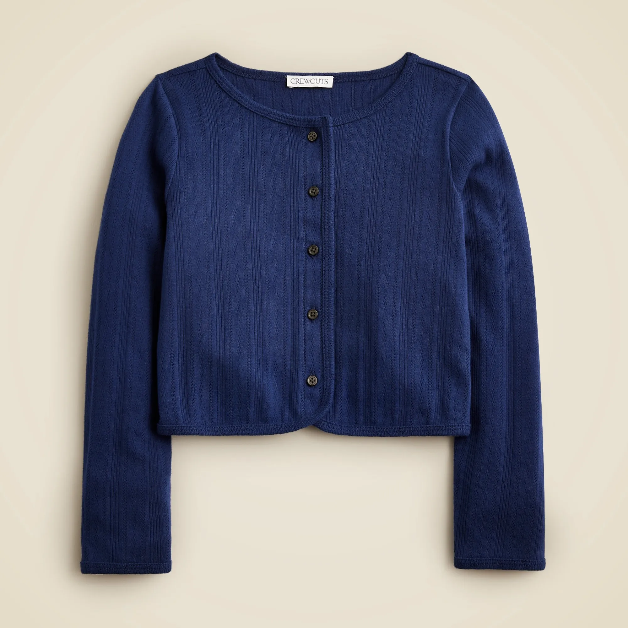 Girls' pointelle cardigan sweater