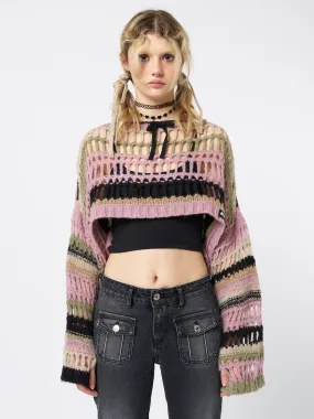 Giselle Pink Extreme Crop Knit Sweater