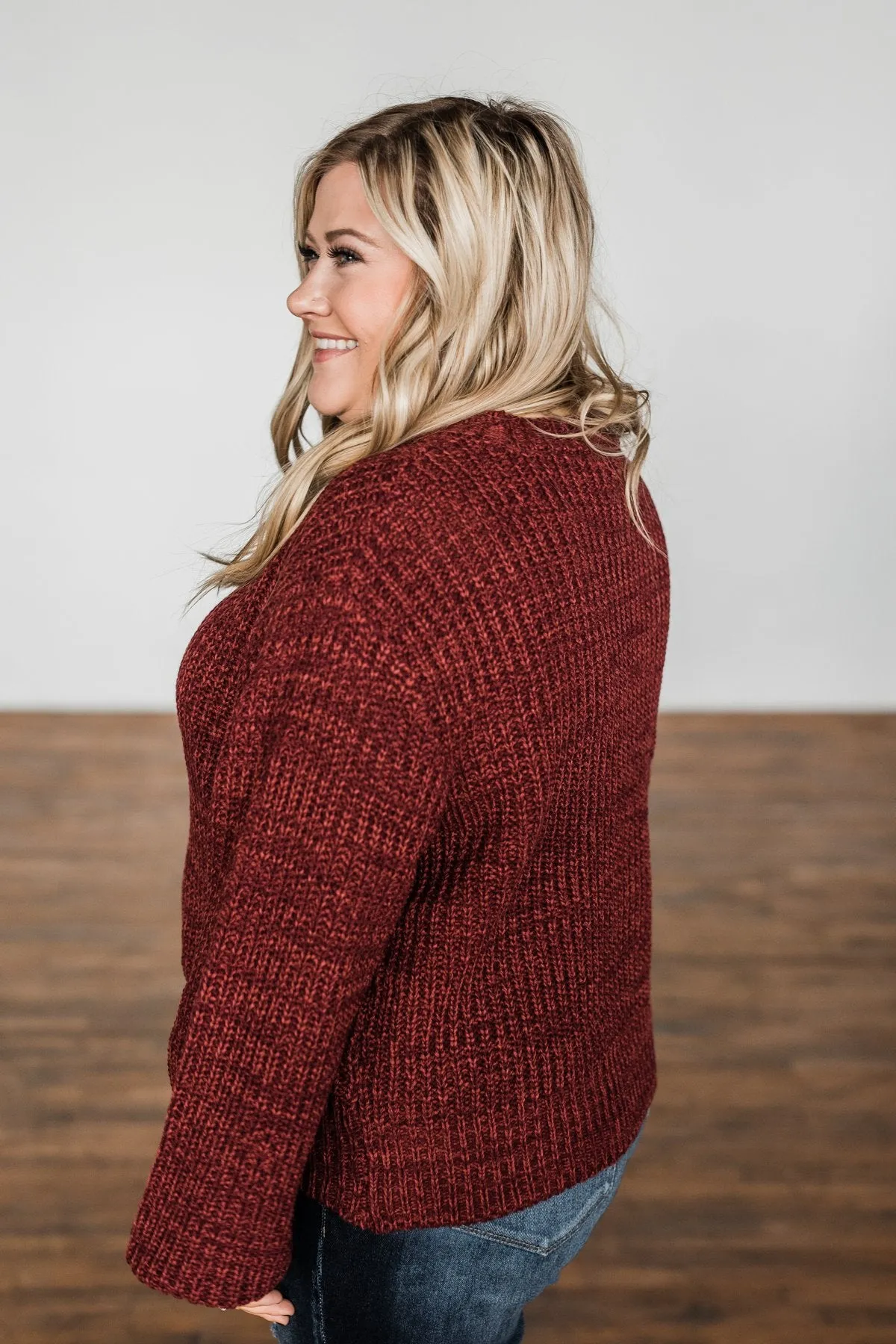 Gorgeous Girl Thick Knit Sweater- Burgundy