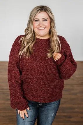 Gorgeous Girl Thick Knit Sweater- Burgundy