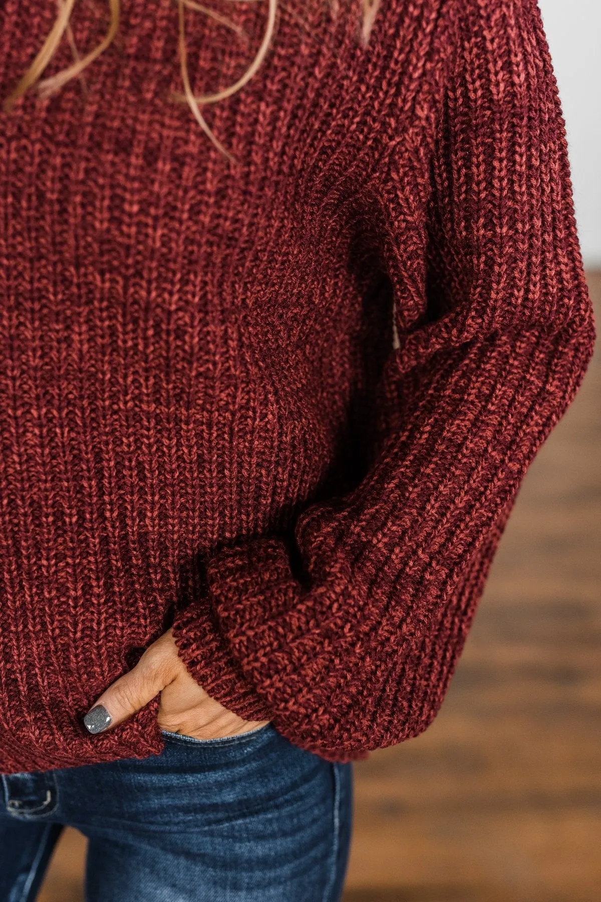 Gorgeous Girl Thick Knit Sweater- Burgundy