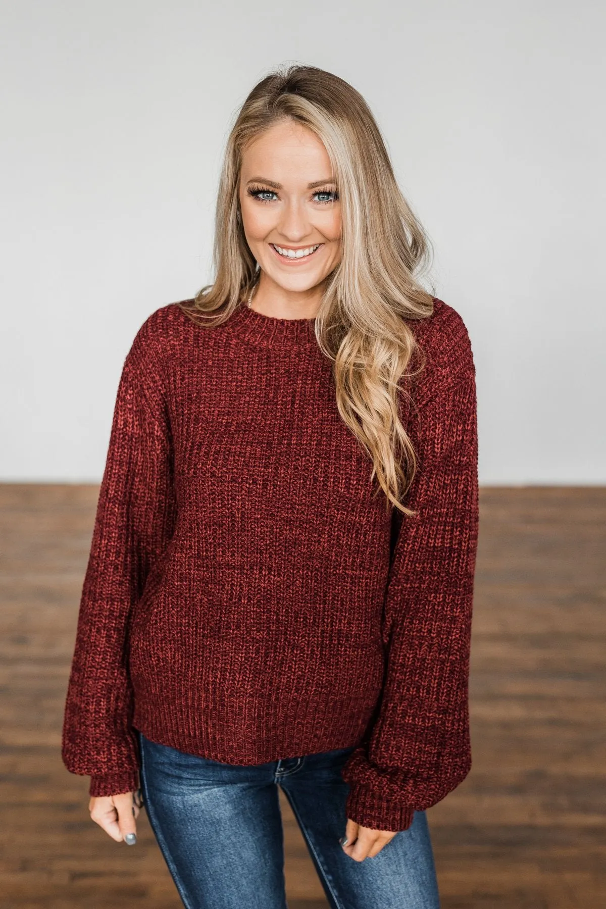 Gorgeous Girl Thick Knit Sweater- Burgundy