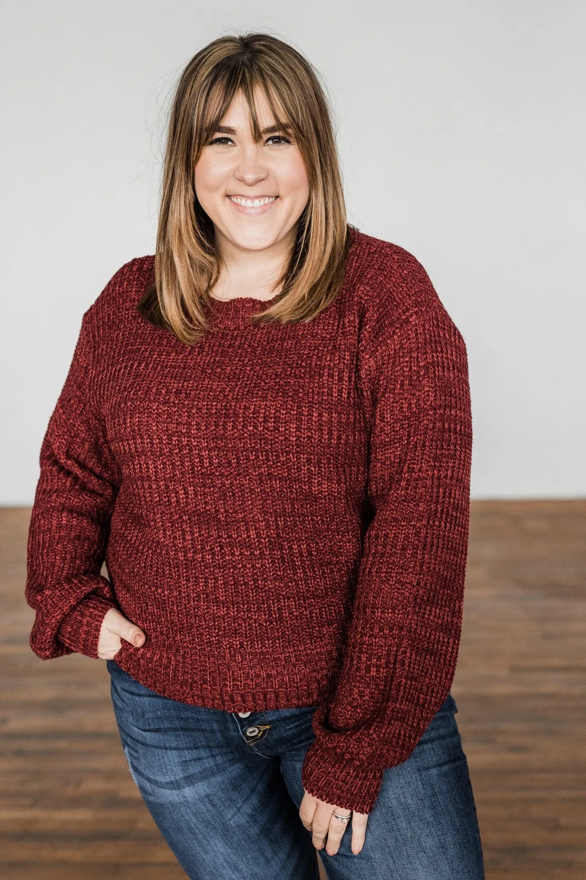 Gorgeous Girl Thick Knit Sweater- Burgundy