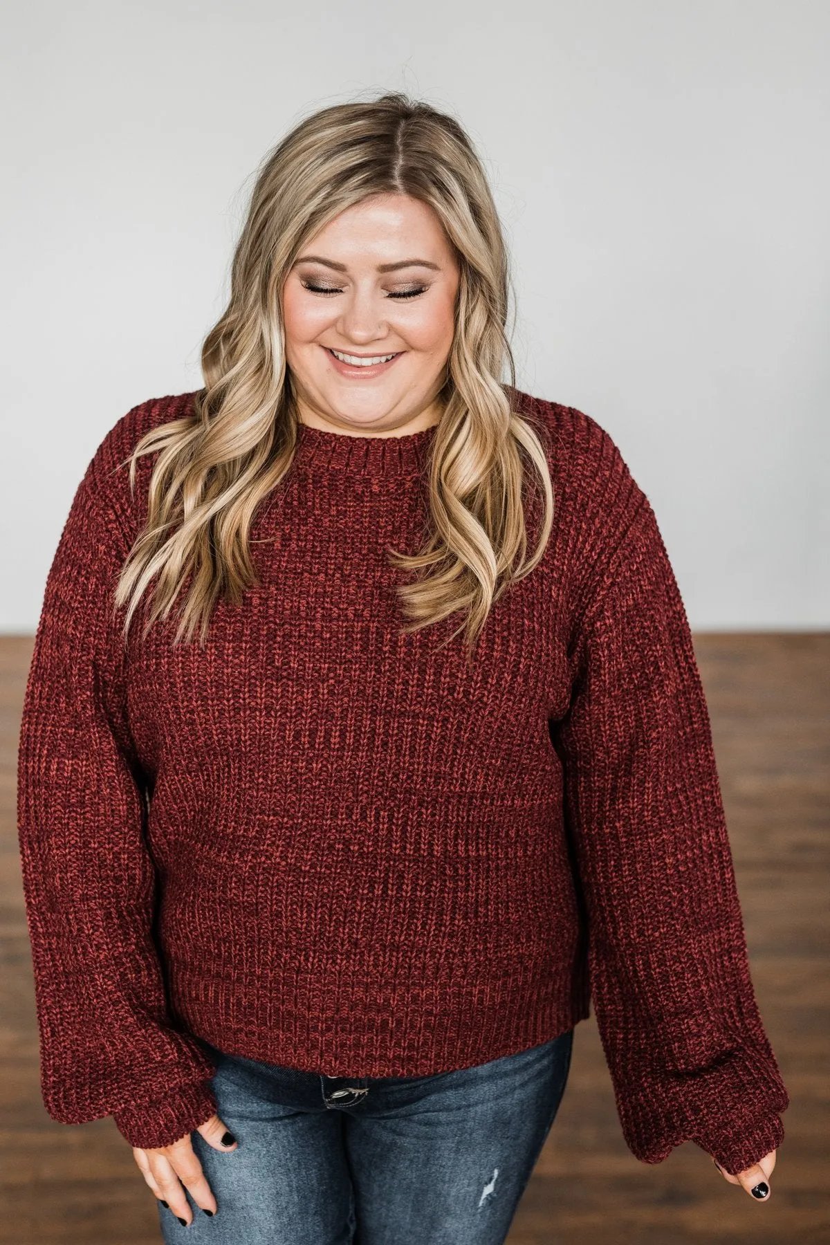 Gorgeous Girl Thick Knit Sweater- Burgundy