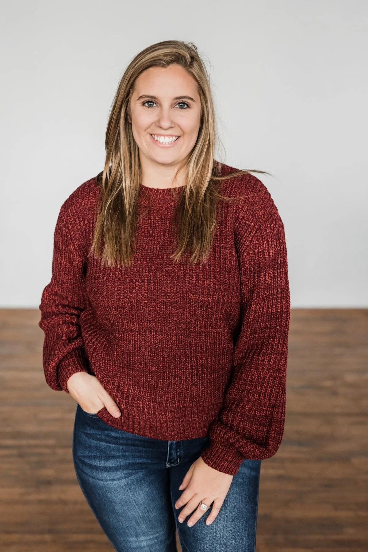 Gorgeous Girl Thick Knit Sweater- Burgundy