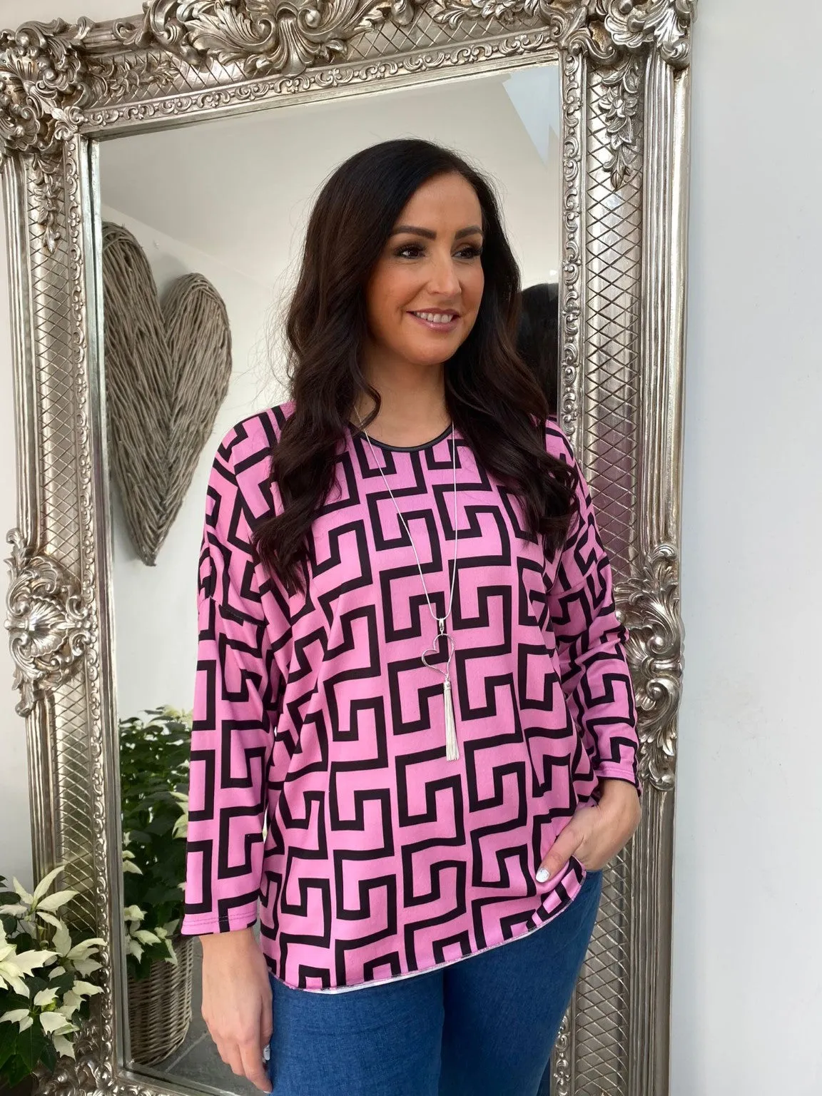 Greek Key Patterned Top Izzy