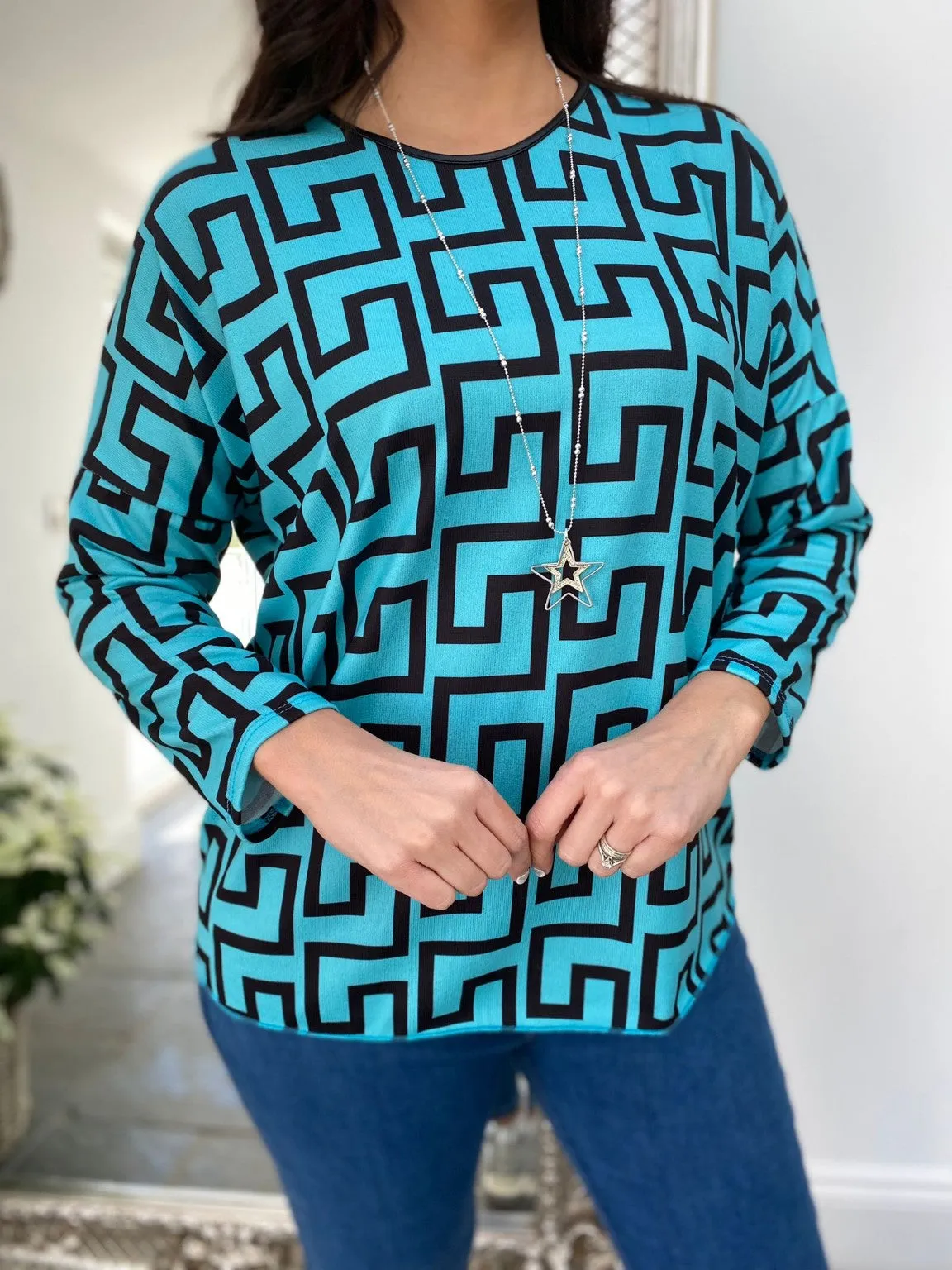 Greek Key Patterned Top Izzy