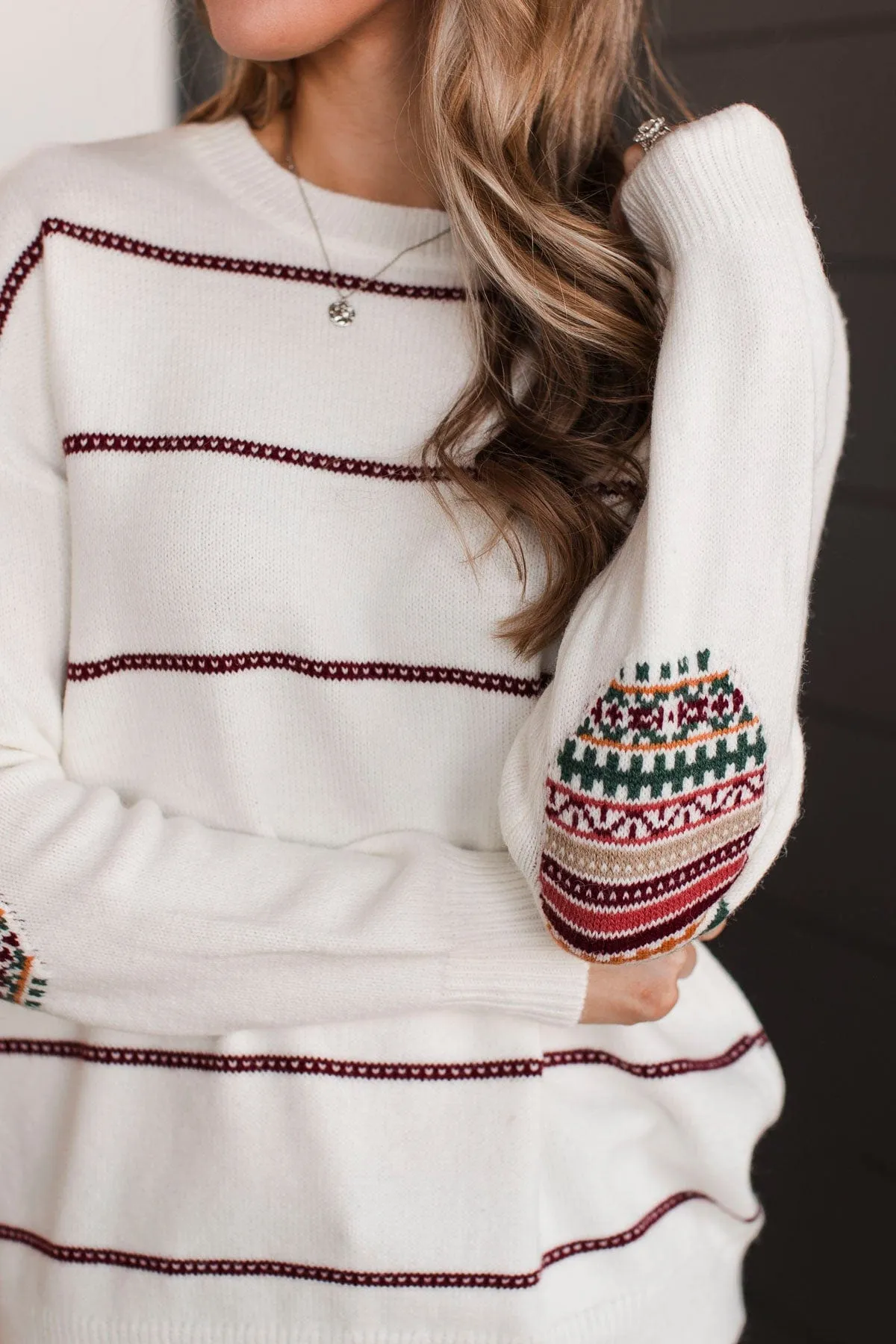 Heartfelt Love Knit Sweater- Ivory & Burgundy