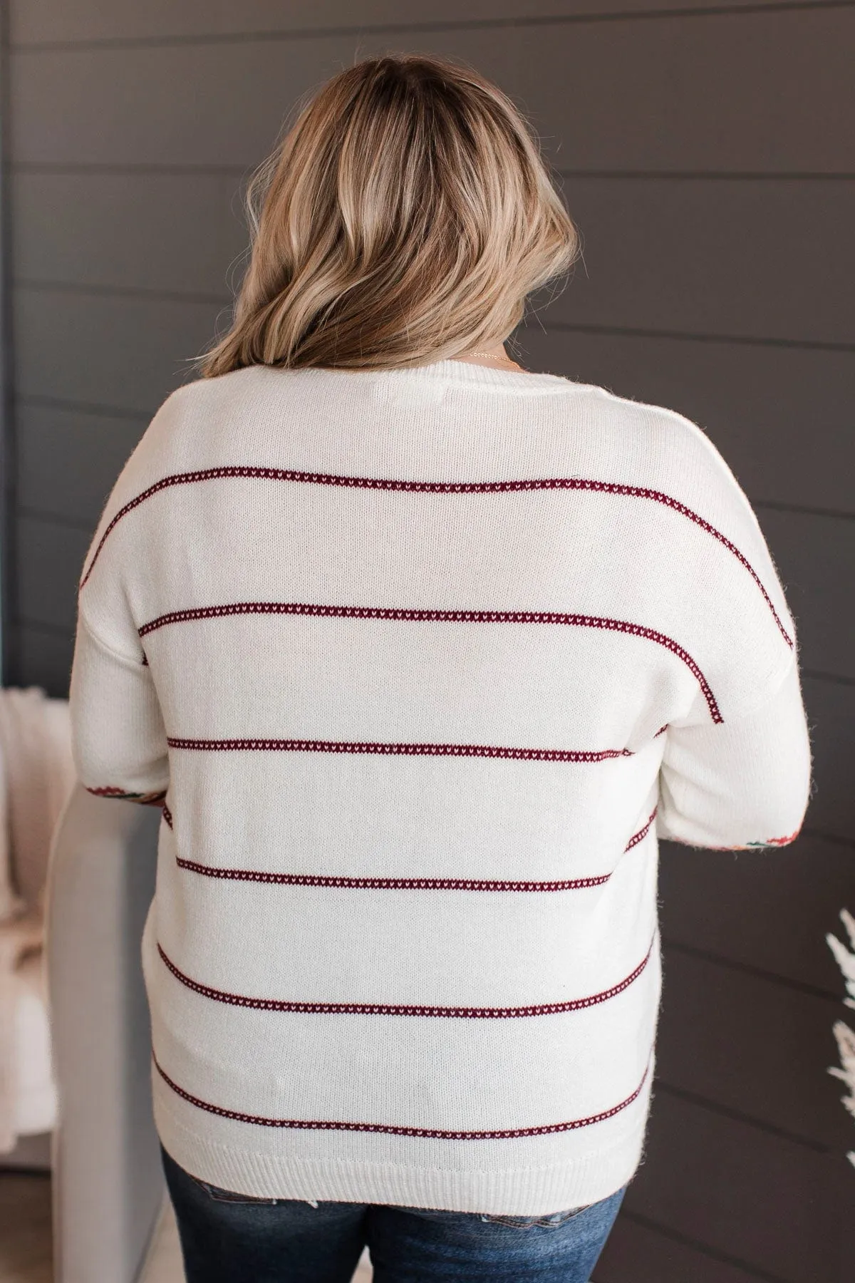 Heartfelt Love Knit Sweater- Ivory & Burgundy