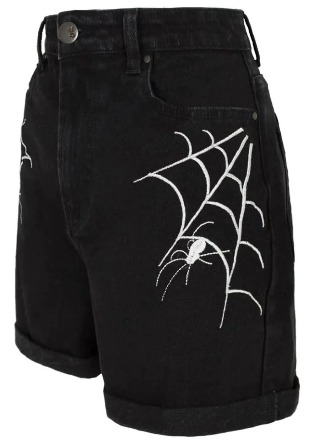 Hell Bunny Arania Spiderweb Shorts Black