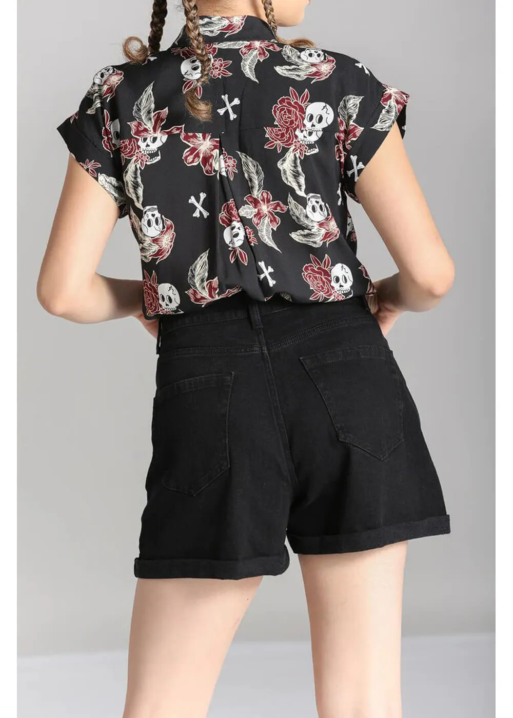 Hell Bunny Arania Spiderweb Shorts Black