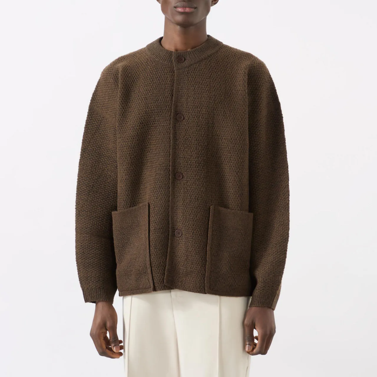 HOMME PLISSÉ ISSEY MIYAKE Rustic Knit Cardigan - Brown