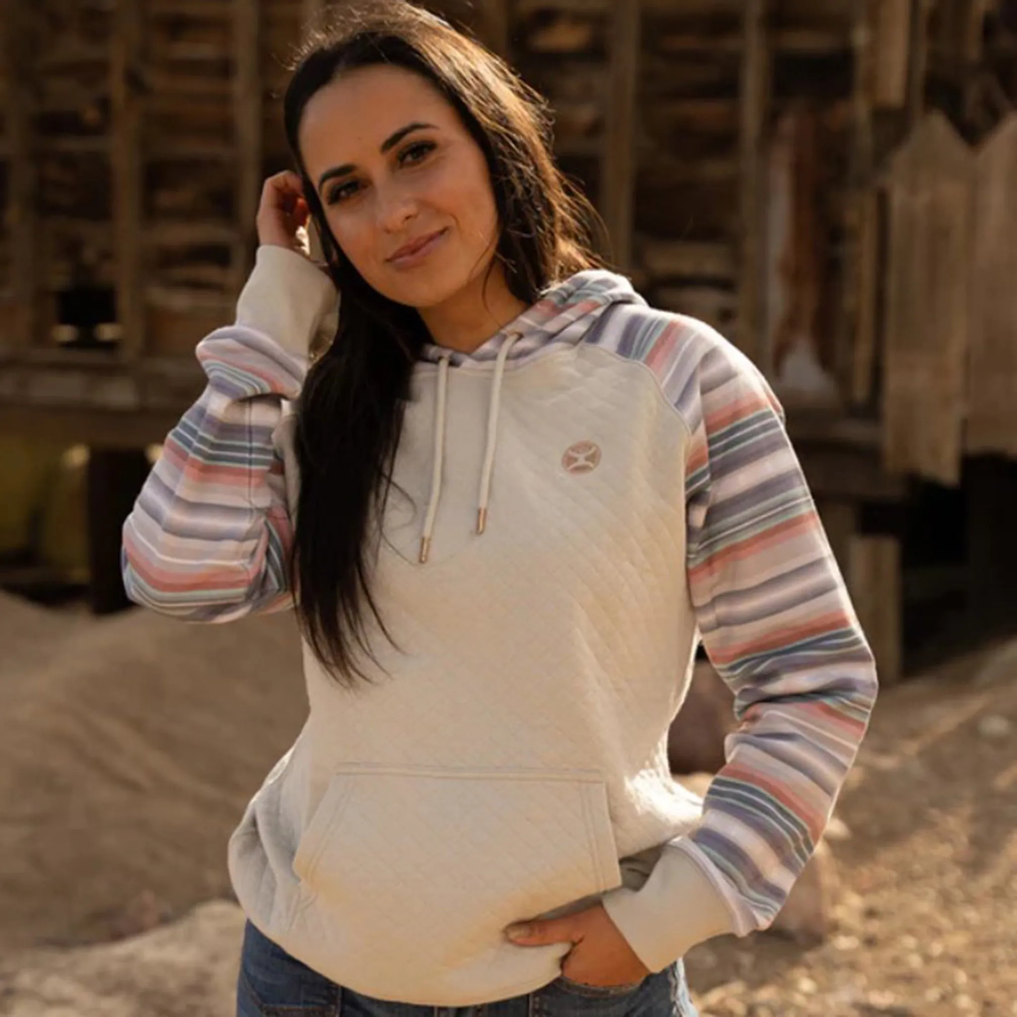 Hooey Women's Cream Serape Quilted Hoodie