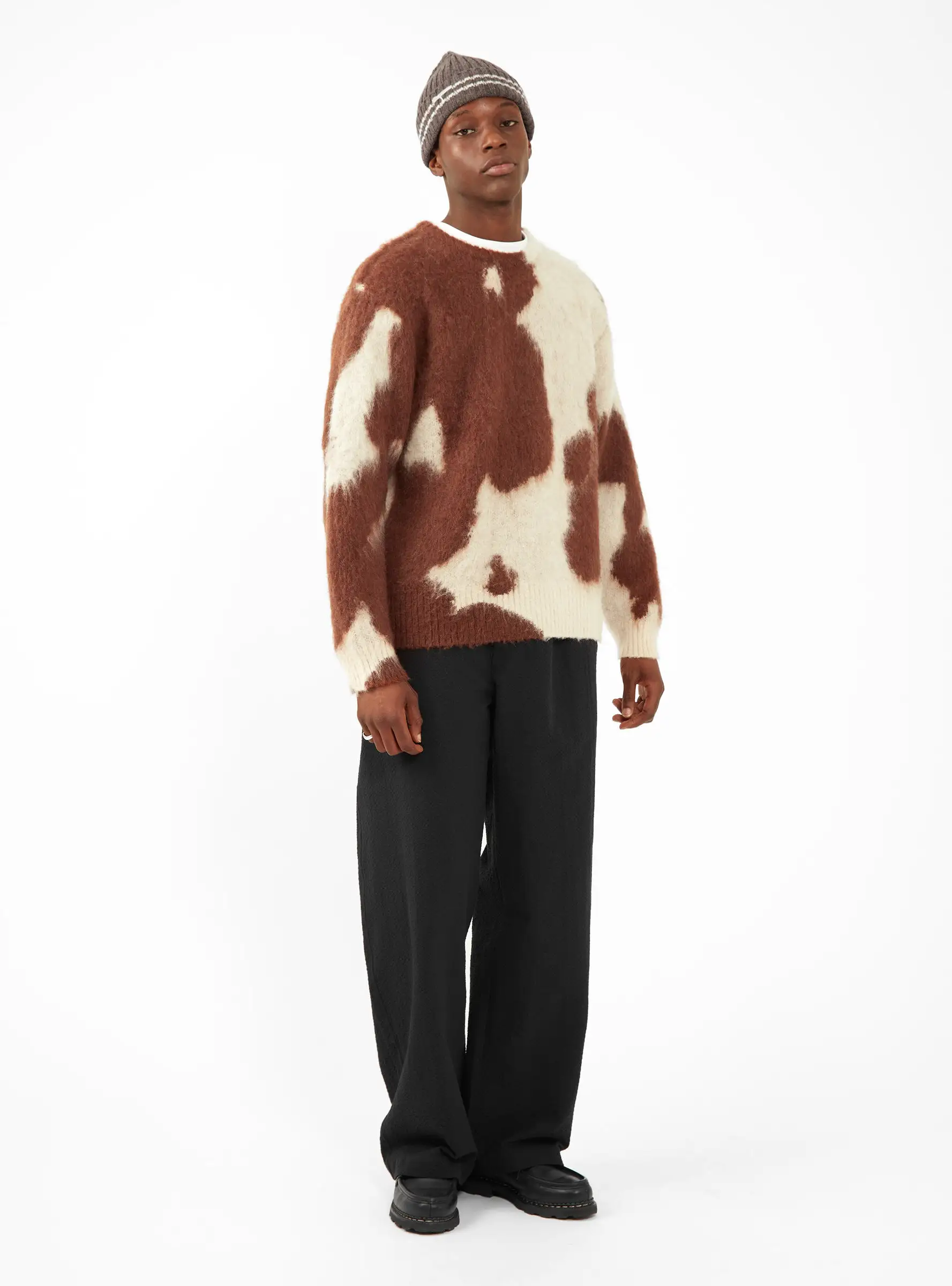 Horse Coat Sweater Bone & Brown