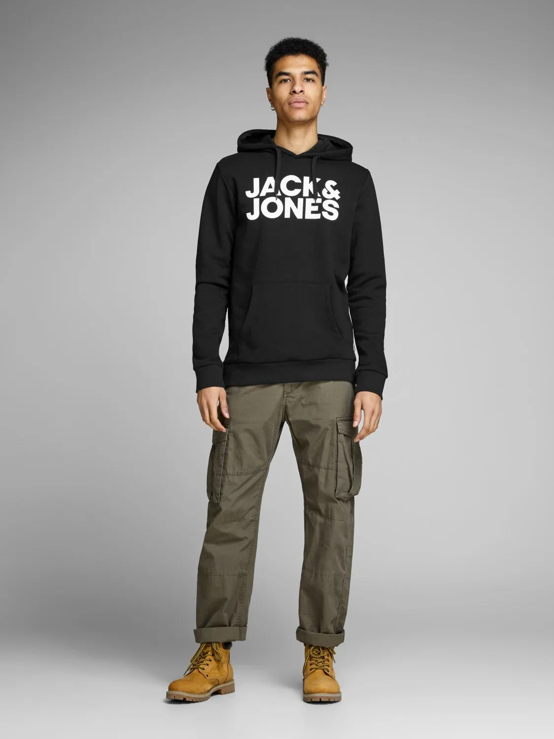 Jack & Jones Men's 'JJECORP' Hoodie Logo Sweatshirt