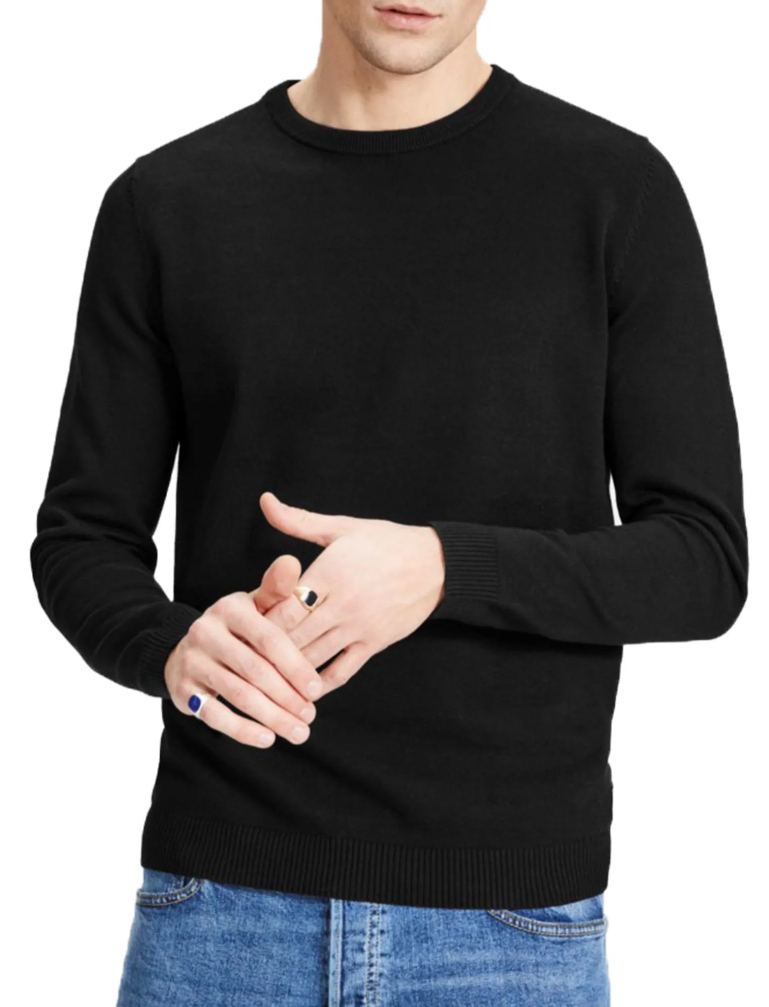 Jack & Jones Crew Neck Basic Knit Jumper Black