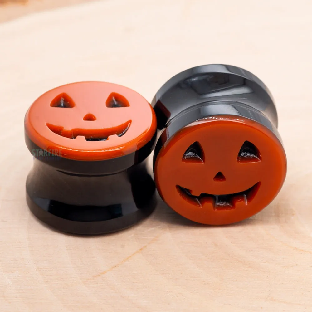 Jack-o'-Lantern Face Glass Plugs