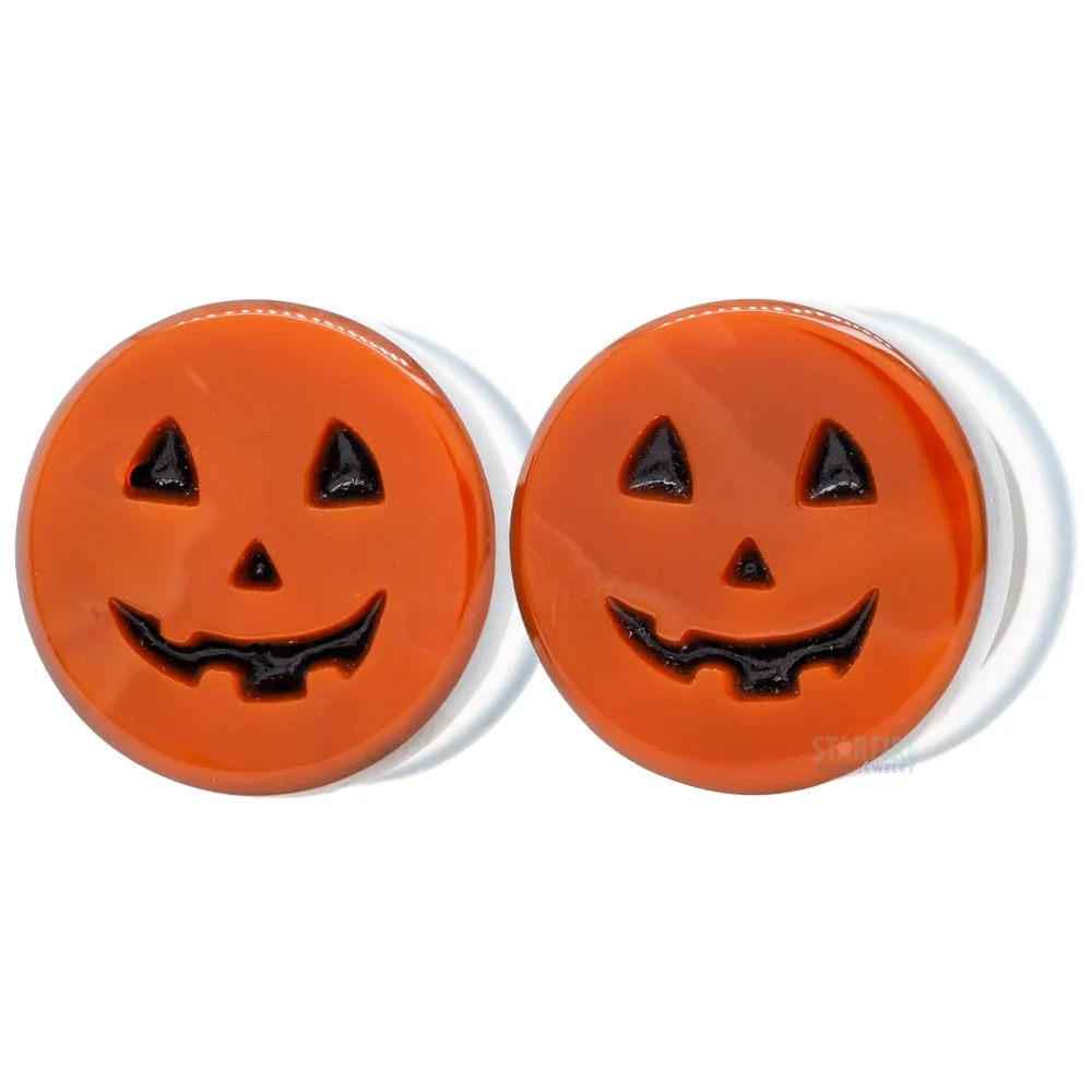 Jack-o'-Lantern Face Glass Plugs