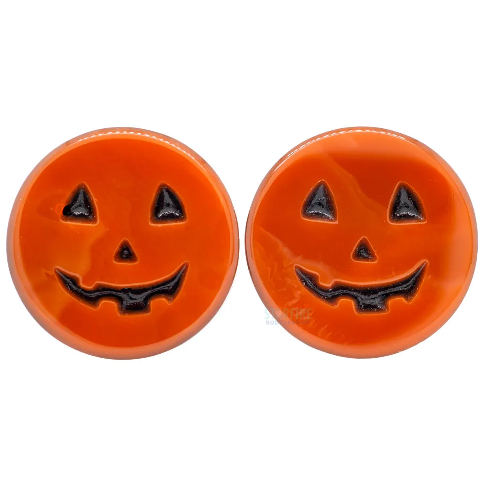 Jack-o'-Lantern Face Glass Plugs