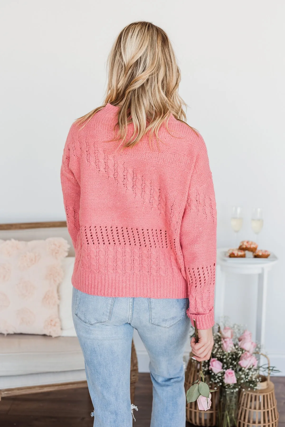 Kiss Me More Knit Sweater- Pink