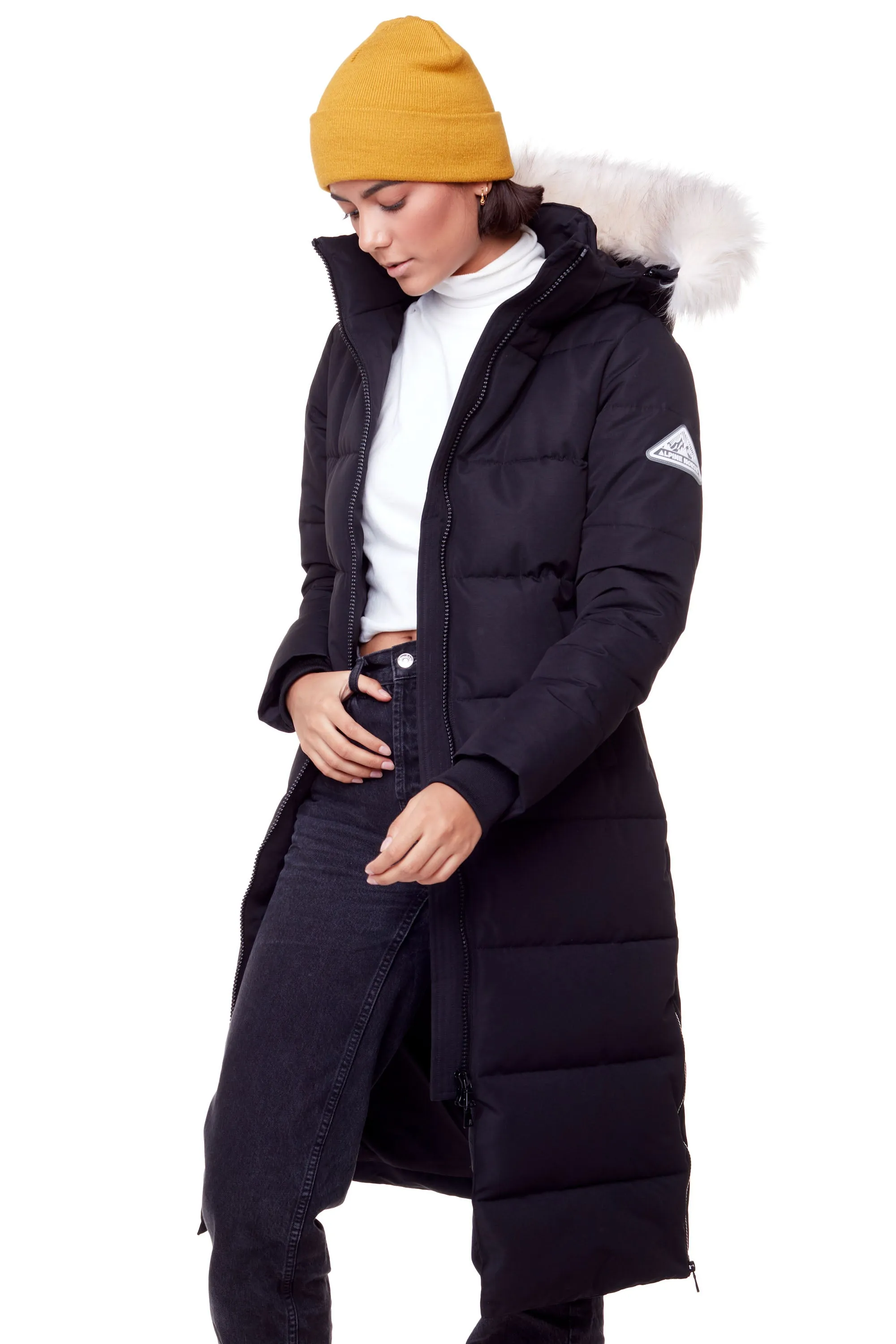 KLUANE | WOMEN'S VEGAN DOWN (RECYCLED) ULTRA LONG LENGTH PARKA, BLACK