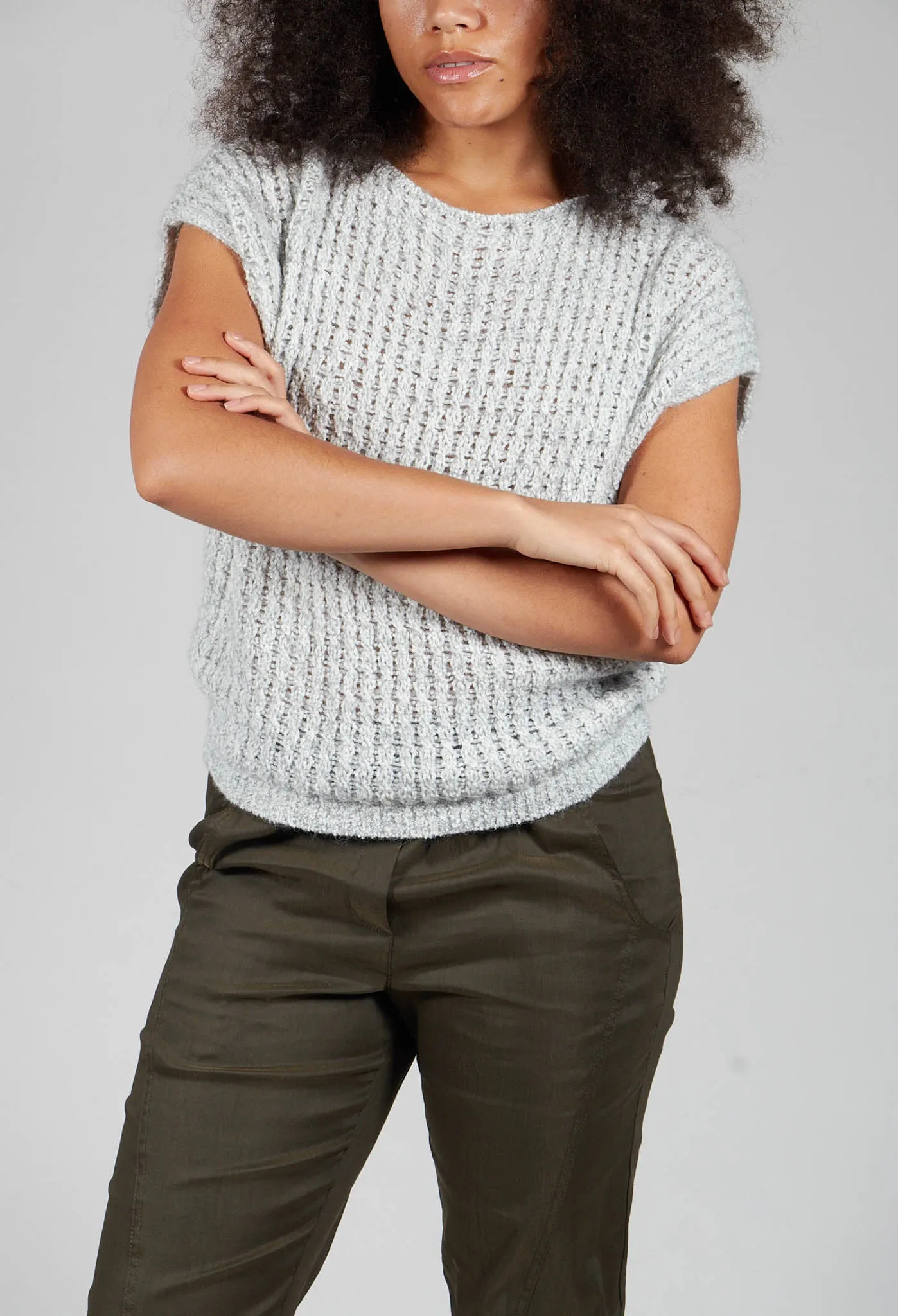 Knitted Sweater Vest in Light Grey