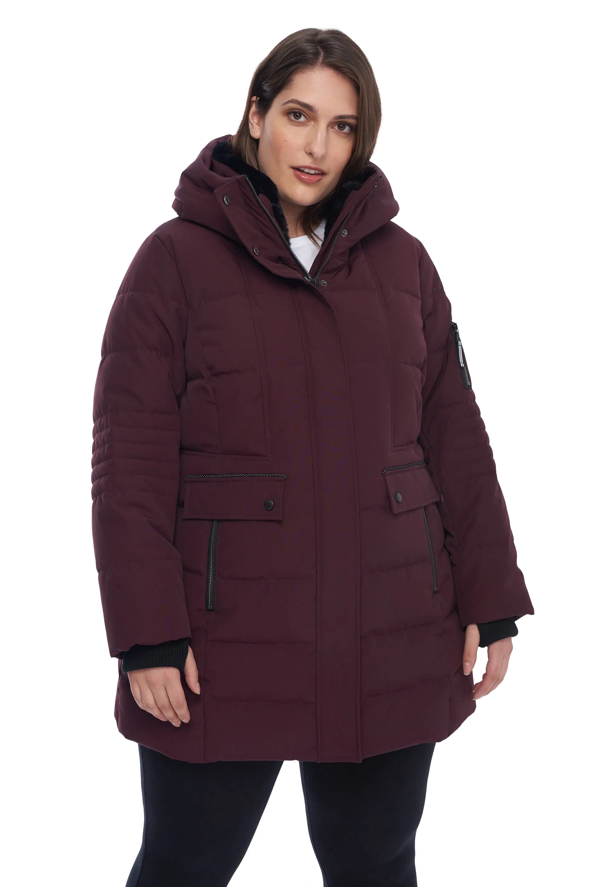 KOOTNEY PLUS | WOMEN'S VEGAN DOWN (RECYCLED) MID-LENGTH PARKA, GRAPE (PLUS SIZE)