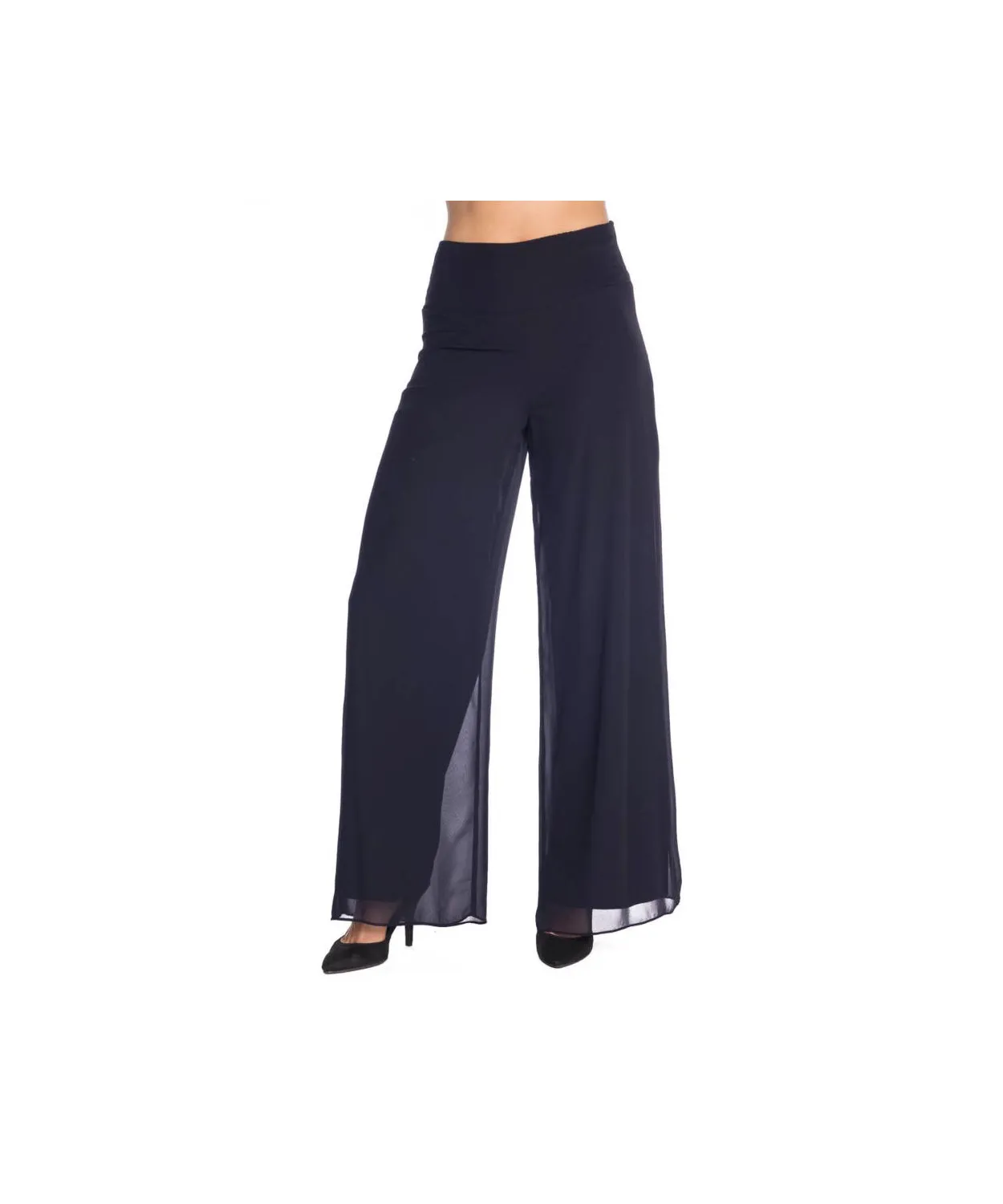 Last Tango Chiffon Wide Leg Pants - Navy