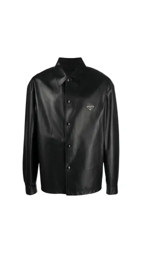 Leather Shirt Jacket - Black