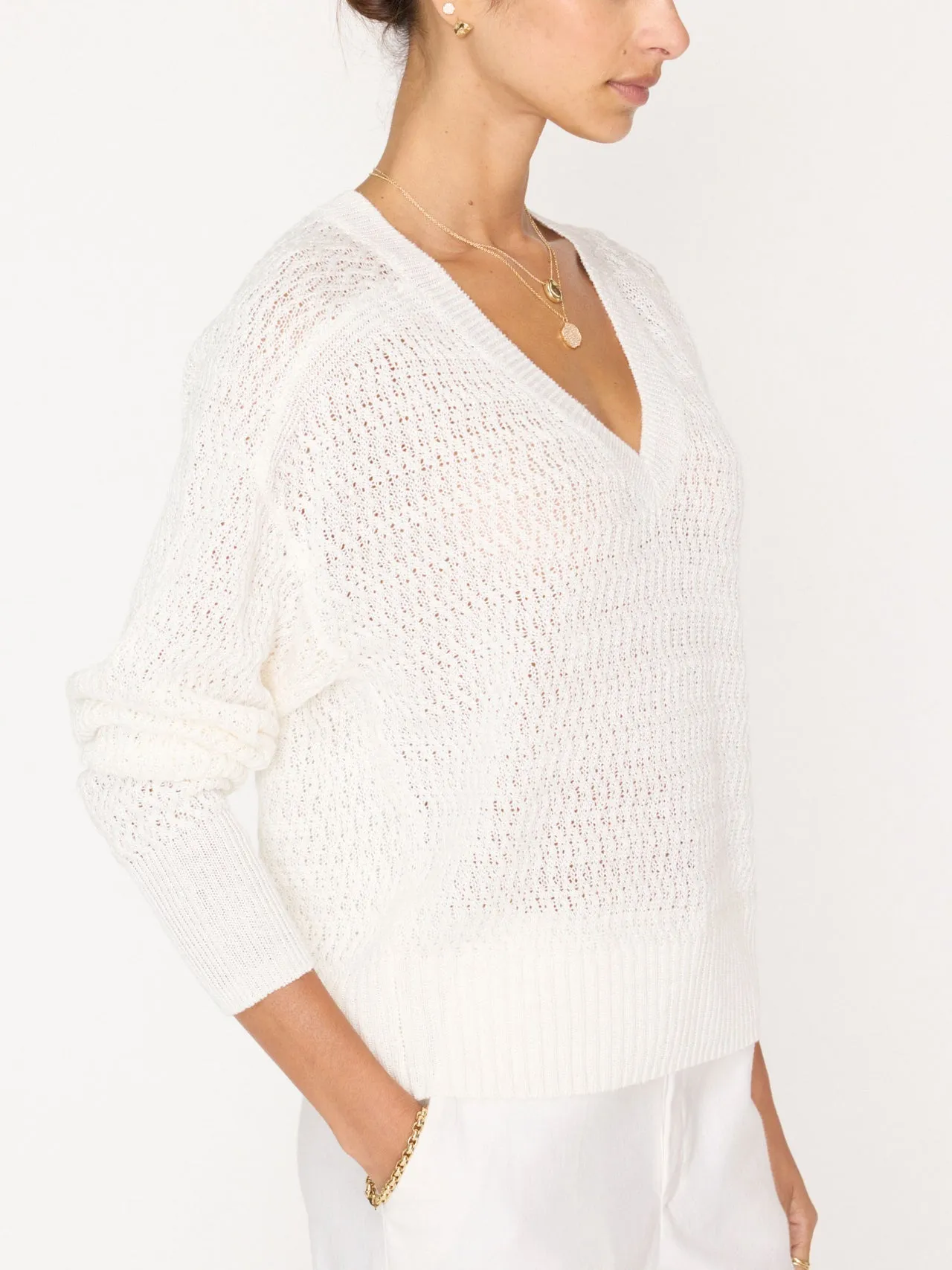 Leia Open Stitch Vee Sweater