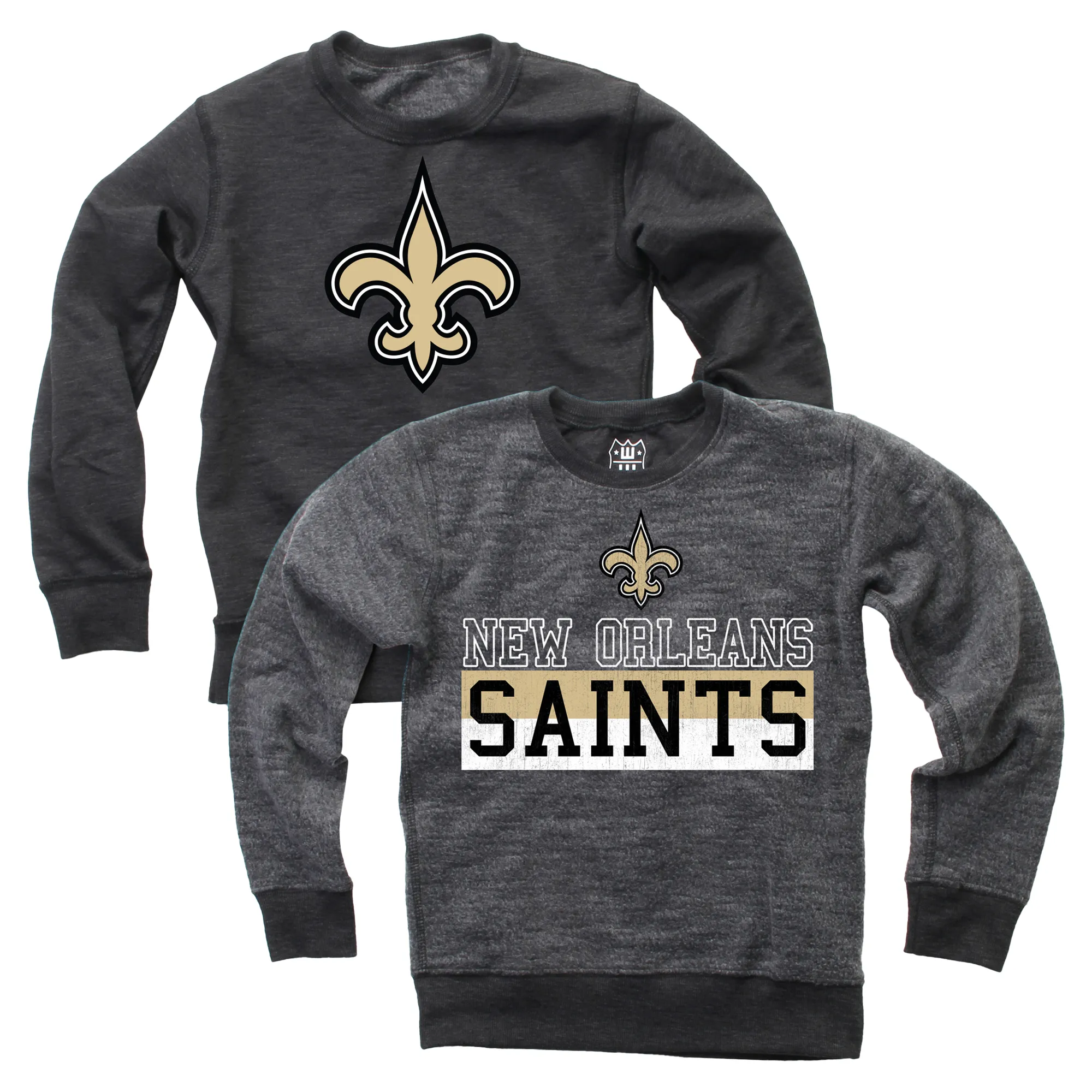 Lids Youth Wes & Willy  Black New Orleans Saints Reversible Fleece Pullover Sweatshirt