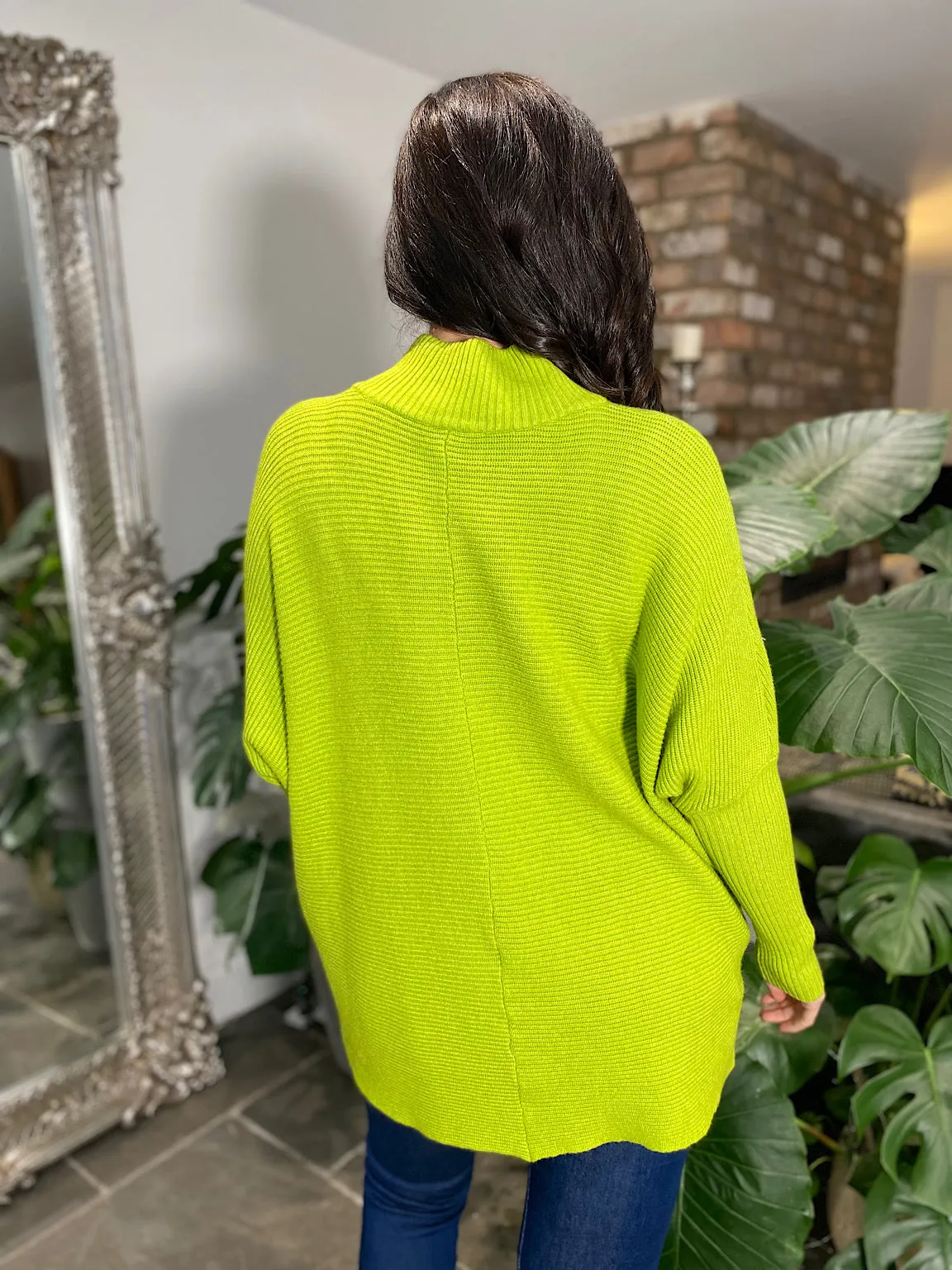 Lime Ribbed Roll Neck Jumper Joelle