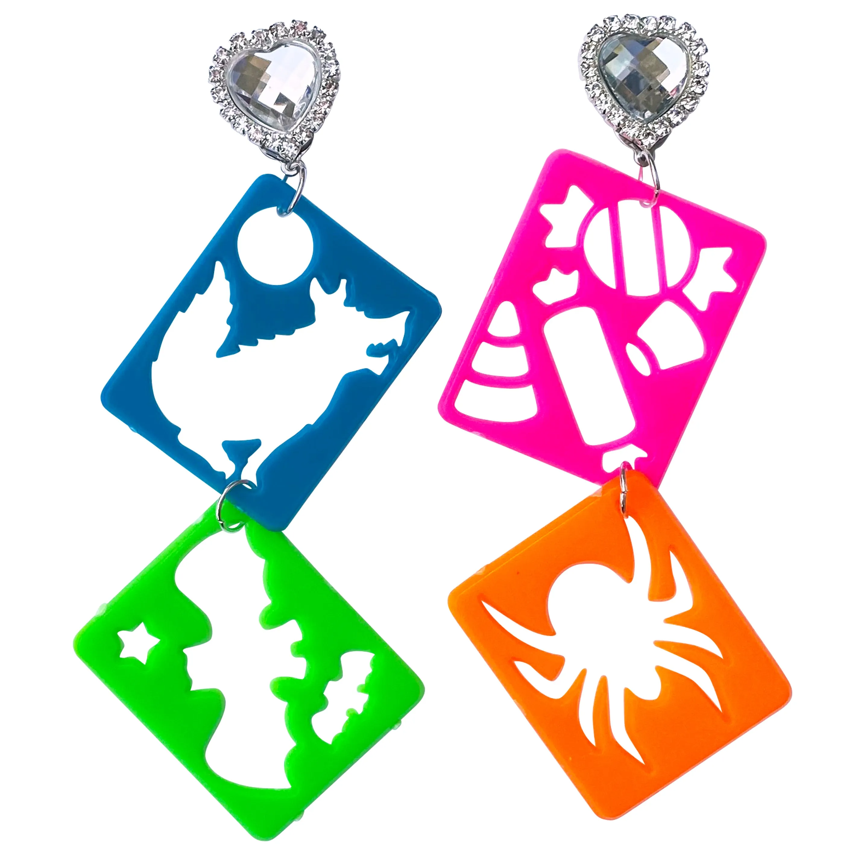 Lisa Frank 90's Halloween Stencil Charm Earrings