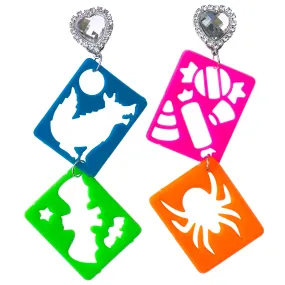 Lisa Frank 90's Halloween Stencil Charm Earrings